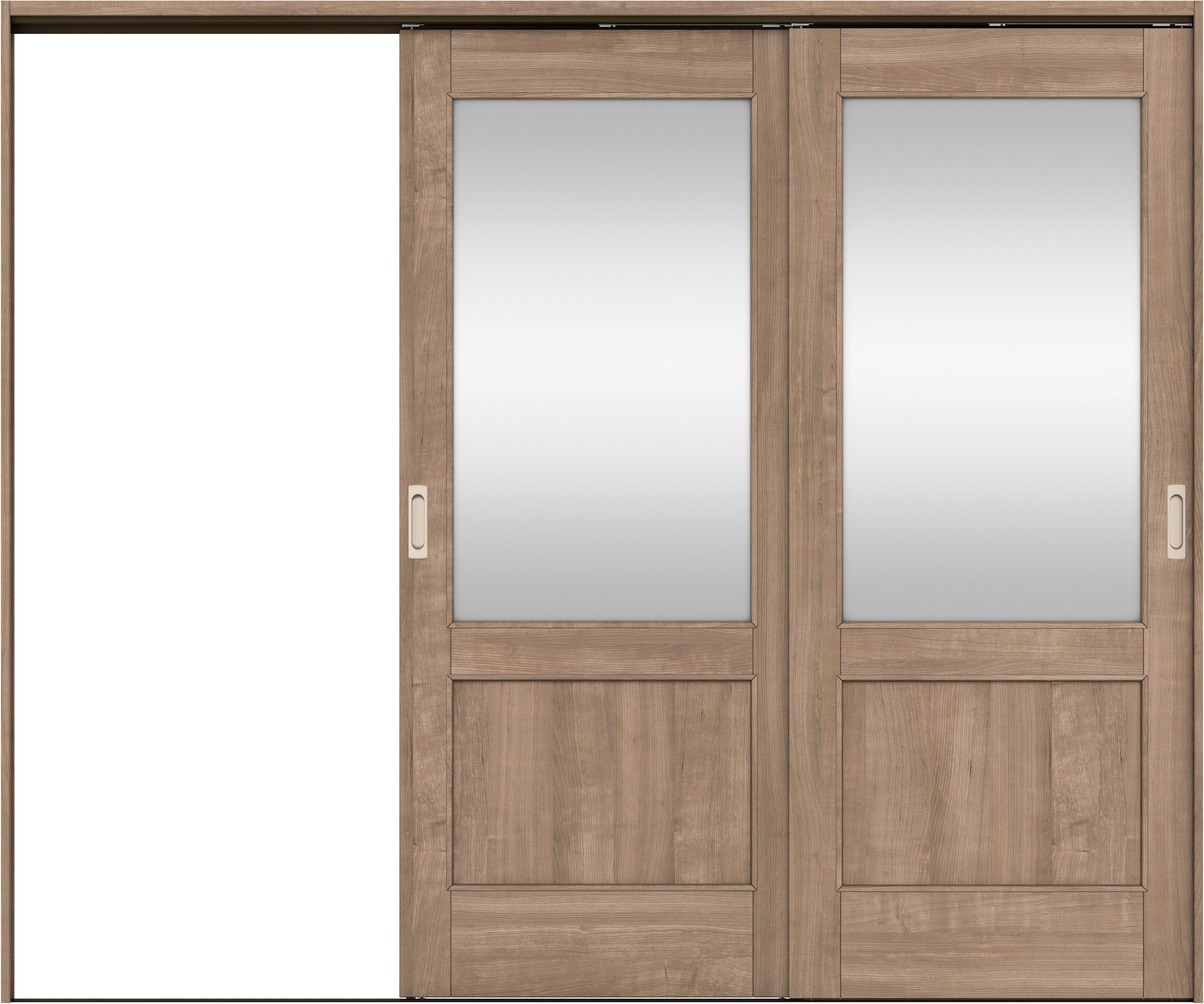 リビングドア　イエリア　吊戸・２枚片引　扉セット　２６デザイン　２４３７幅用　２０００高　〈トープグレー柄〉　左引用　錠なし　ラクラクローズ付用