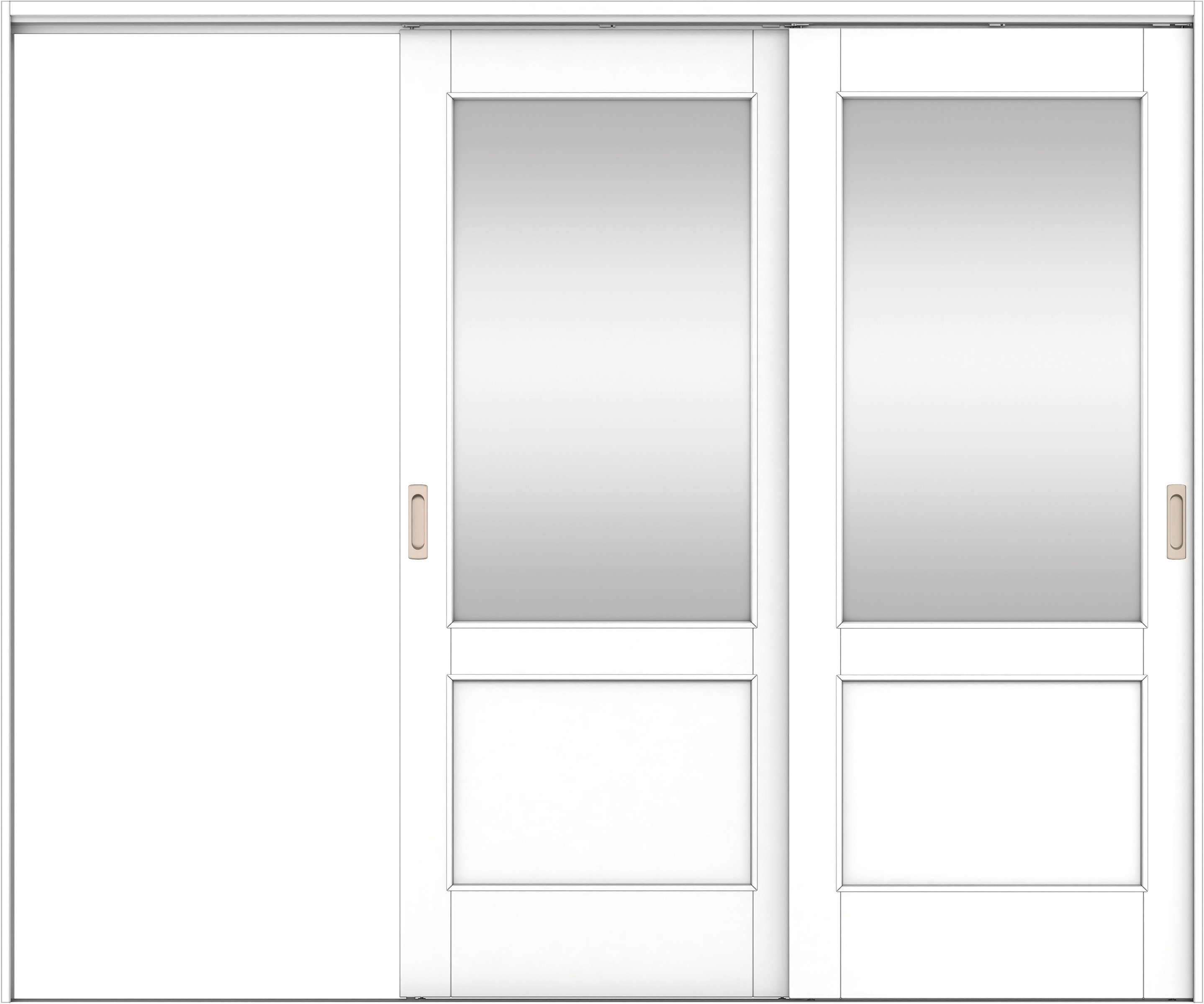 リビングドア　イエリア　吊戸・２枚片引　扉セット　２６デザイン　２４３７幅用　２０００高　〈パウダーホワイト柄〉　左引用　錠なし　ラクラクローズ付用