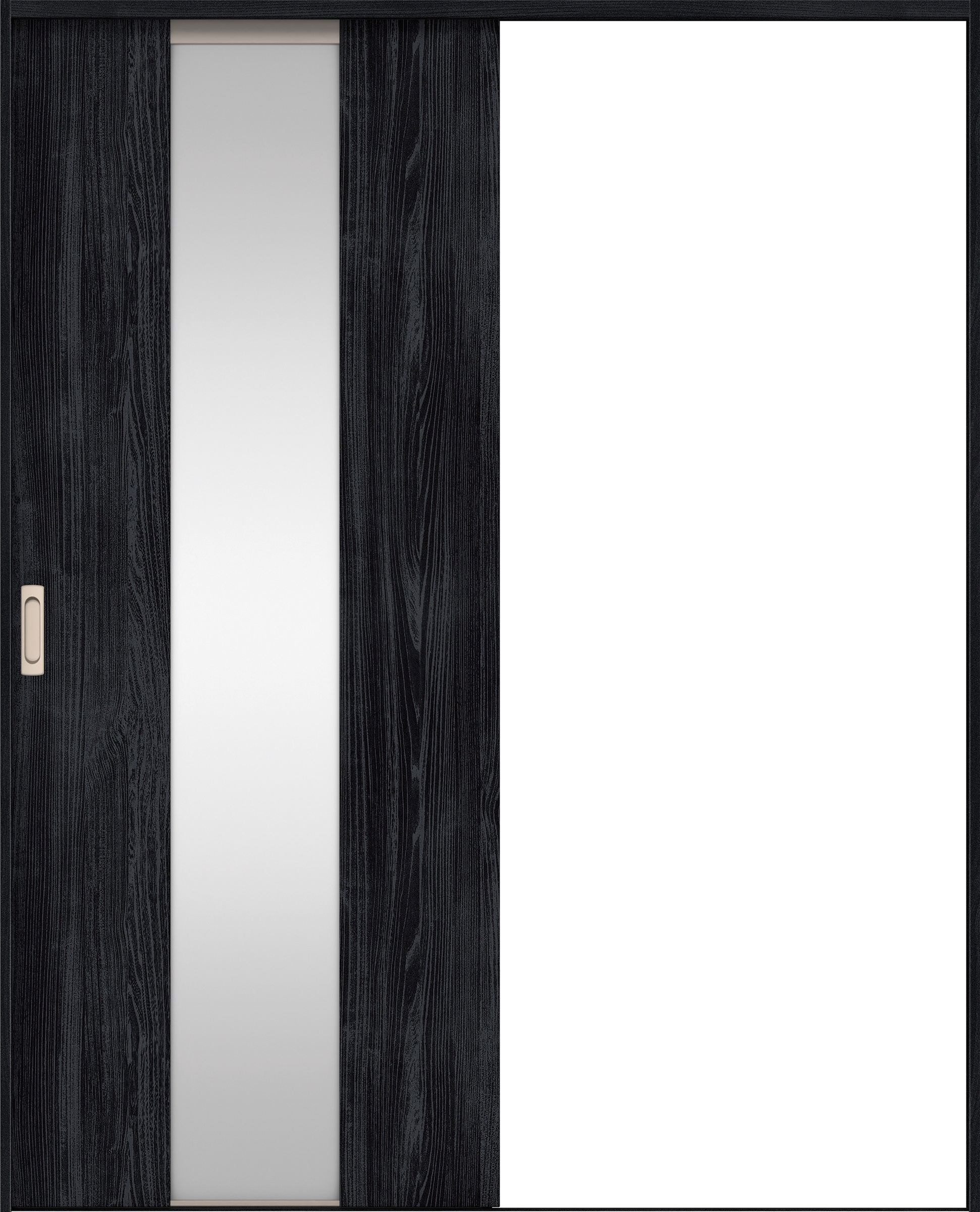 リビングドア　イエリア　引戸・片引　扉セット　Ｇ５デザイン　１４５０幅用　２０００高　〈モスブラック柄〉　左右兼用　錠なし　ラクラクローズ付