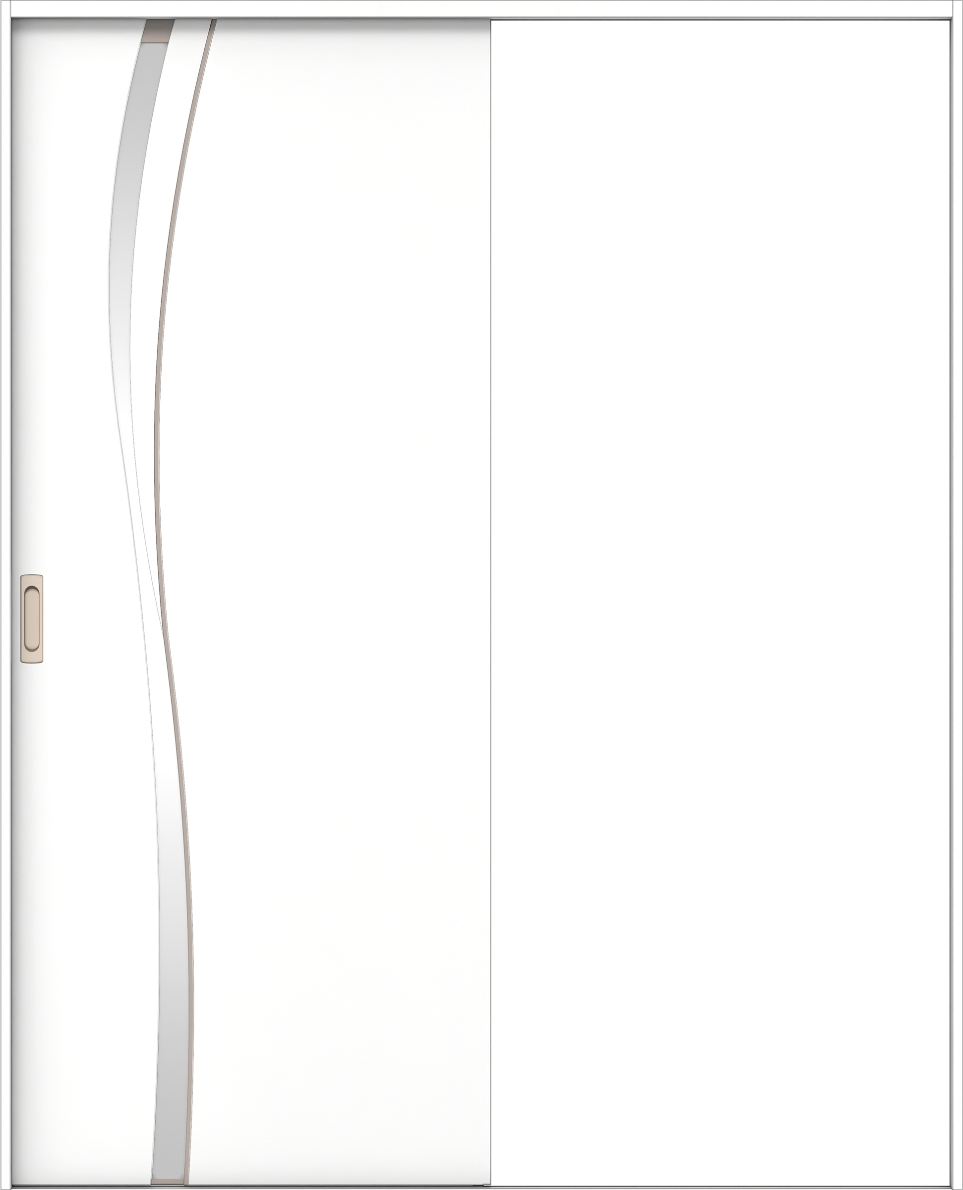 リビングドア　イエリア　引戸・片引　扉セット　Ｋ７デザイン　１７４５幅用　２０００高　〈パウダーホワイト柄〉　左右兼用　錠なし　ラクラクローズ付