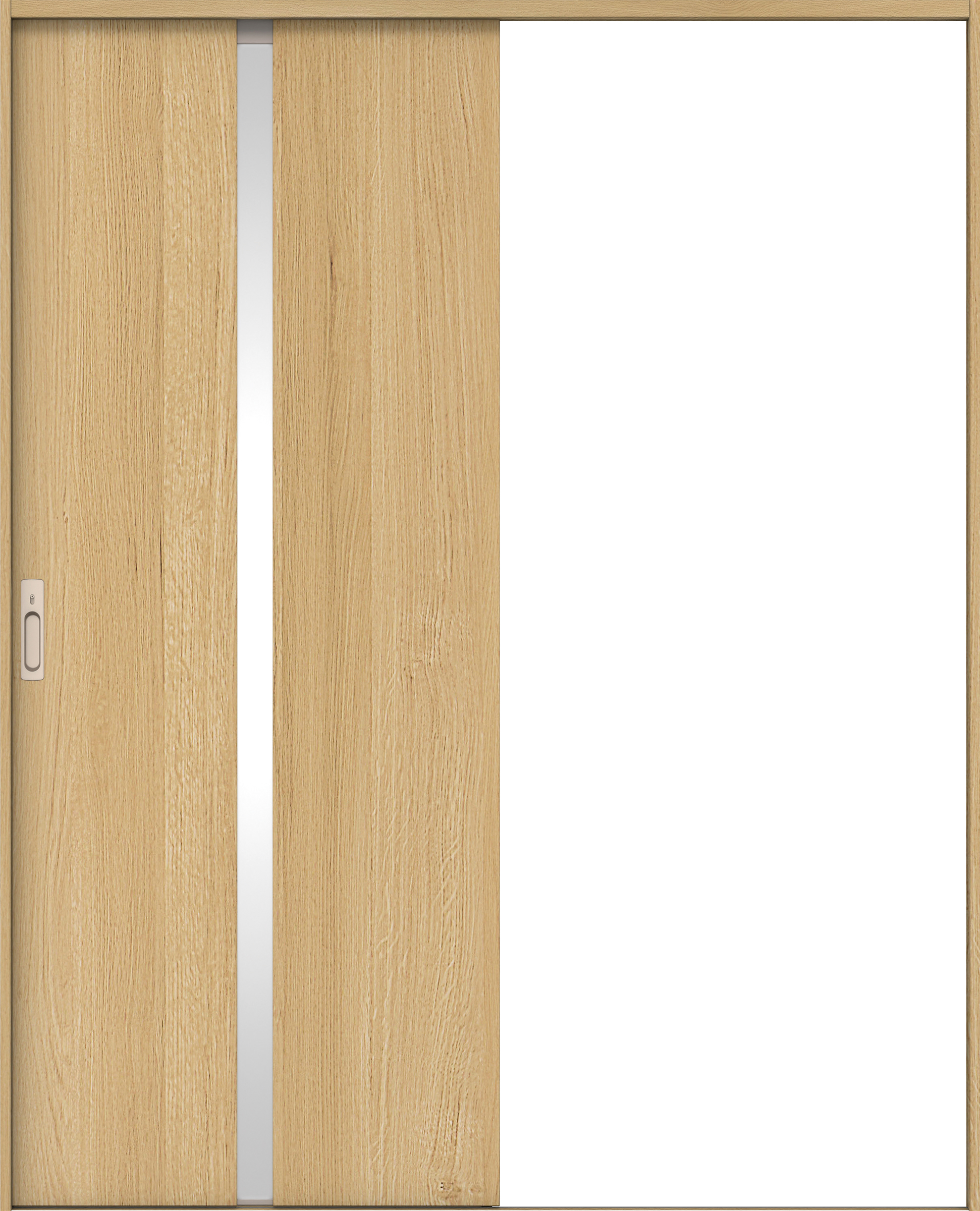 リビングドア　イエリア　引戸・片引　扉セット　２Ｐデザイン　１４５０幅用　２０００高　〈ライトオーカー柄〉　左右兼用　カマ錠付　間仕切錠　ラクラクローズ付