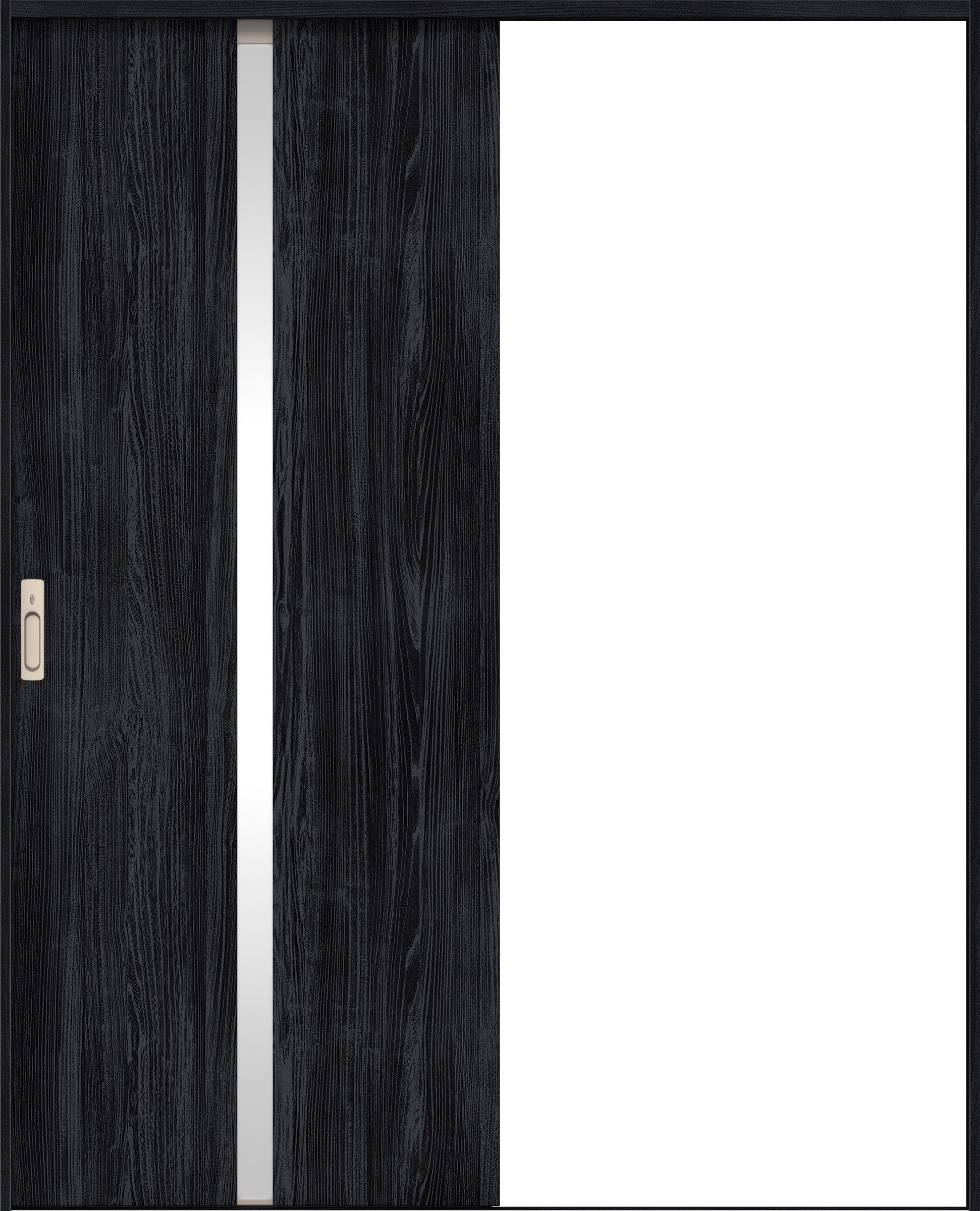 リビングドア　イエリア　引戸・片引　扉セット　２Ｐデザイン　１４５０幅用　２０００高　〈モスブラック柄〉　左右兼用　カマ錠付　間仕切錠　ラクラクローズ付