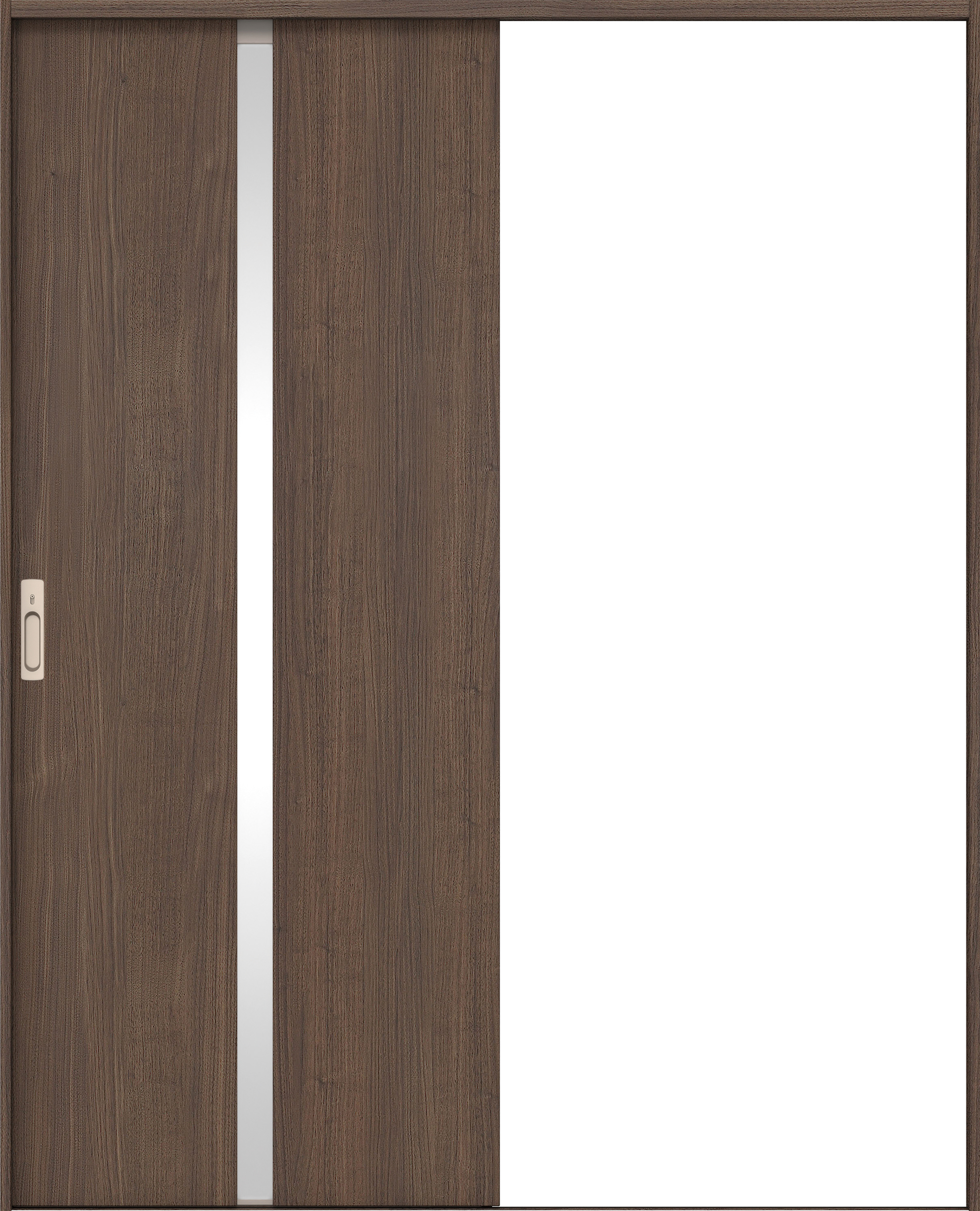 リビングドア　イエリア　引戸・片引　扉セット　２Ｐデザイン　１４５０幅用　２０００高　〈ダルブラウン柄〉　左右兼用　カマ錠付　間仕切錠　ラクラクローズ付