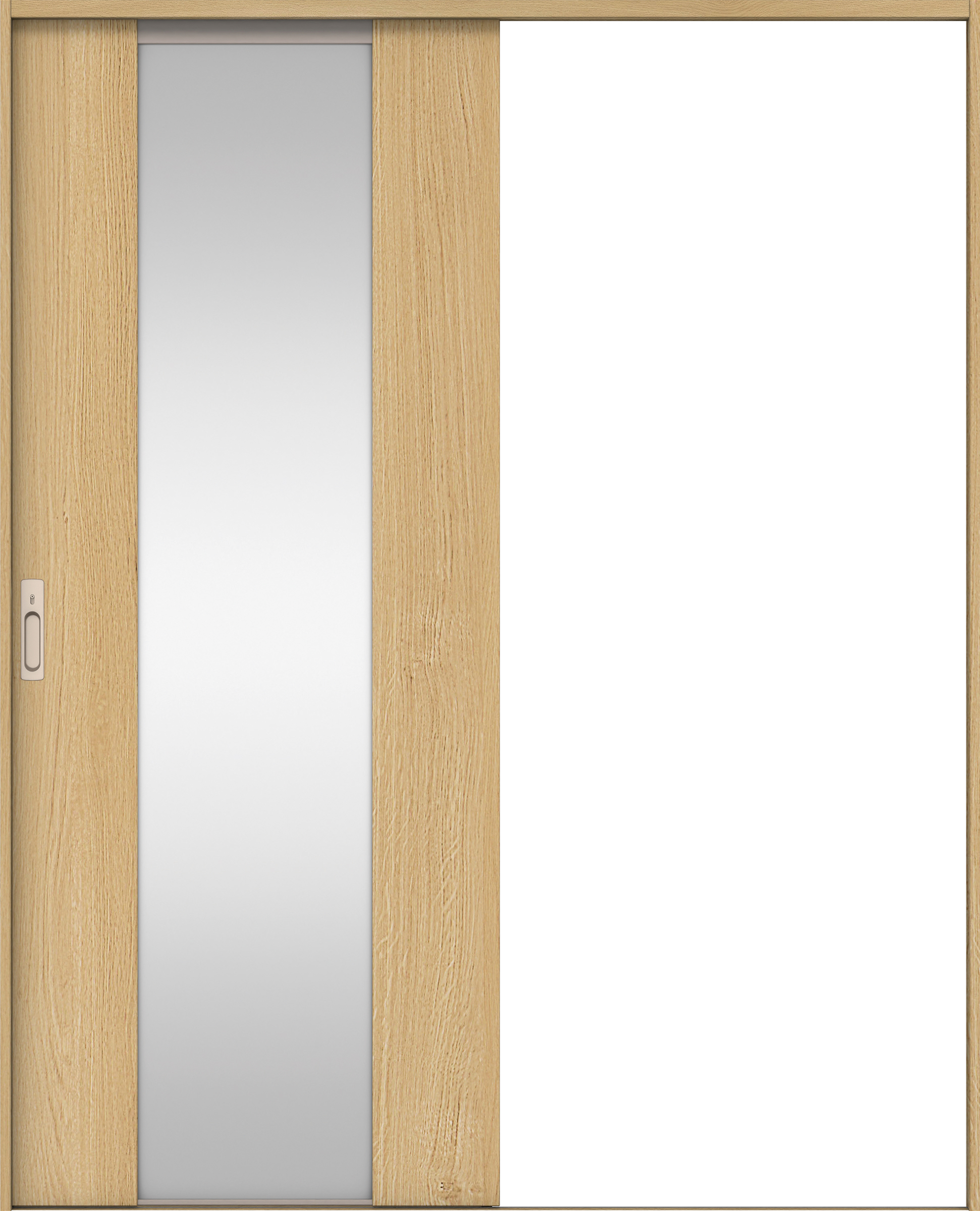 リビングドア　イエリア　引戸・片引　扉セット　４Ｐデザイン　１６４５幅用　２０００高　〈ライトオーカー柄〉　左右兼用　カマ錠付　間仕切錠　ラクラクローズ付