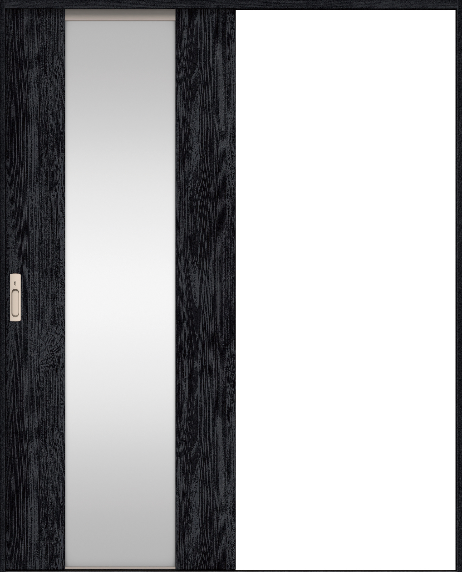 リビングドア　イエリア　引戸・片引　扉セット　４Ｐデザイン　１６４５幅用　２０００高　〈モスブラック柄〉　左右兼用　カマ錠付　間仕切錠　ラクラクローズ付