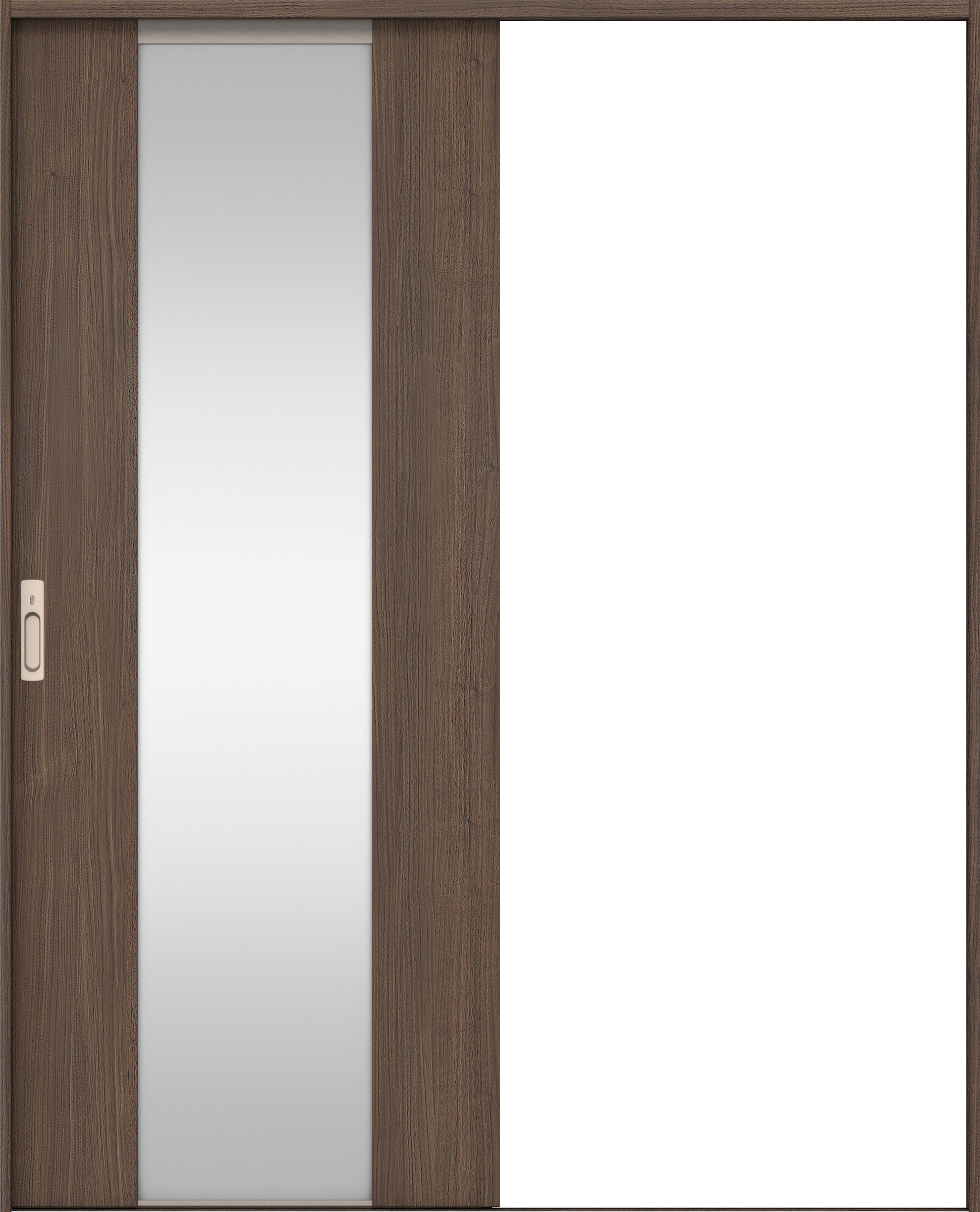 リビングドア　イエリア　引戸・片引　扉セット　４Ｐデザイン　１６４５幅用　２０００高　〈ダルブラウン柄〉　左右兼用　カマ錠付　間仕切錠　ラクラクローズ付