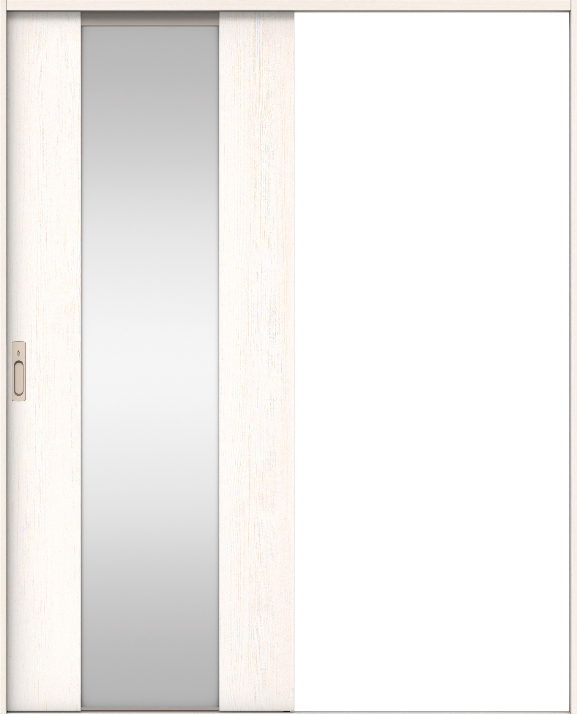 リビングドア　イエリア　引戸・片引　扉セット　４Ｐデザイン　１６４５幅用　２０００高　〈ネオホワイト柄〉　左右兼用　カマ錠付　間仕切錠　ラクラクローズ付