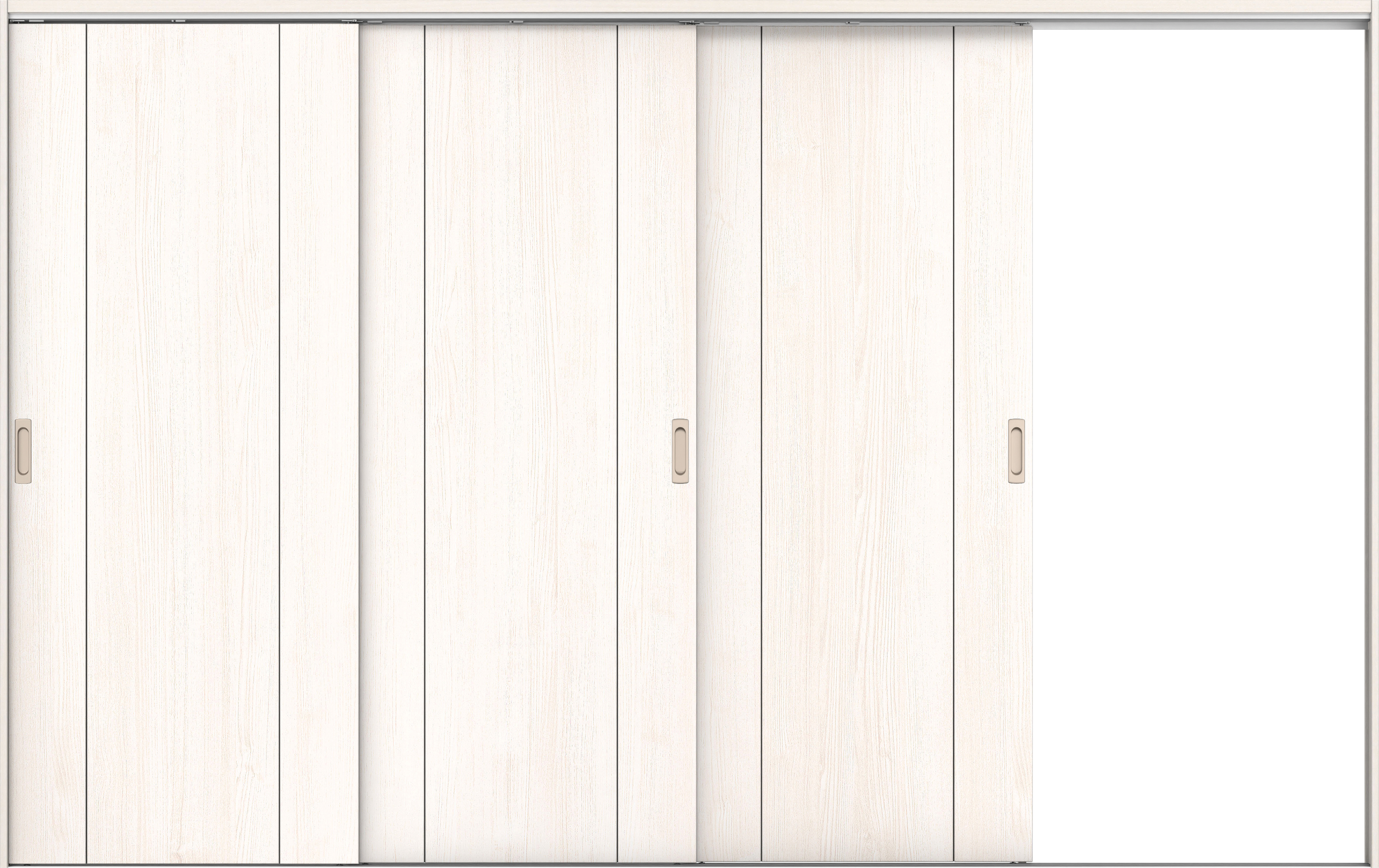 リビングドア　イエリア　吊戸・３枚片引　扉セット　１Ｐデザイン　３２２９幅用　２０００高　〈ネオホワイト柄〉　右引用　錠なし　ラクラクローズ付用