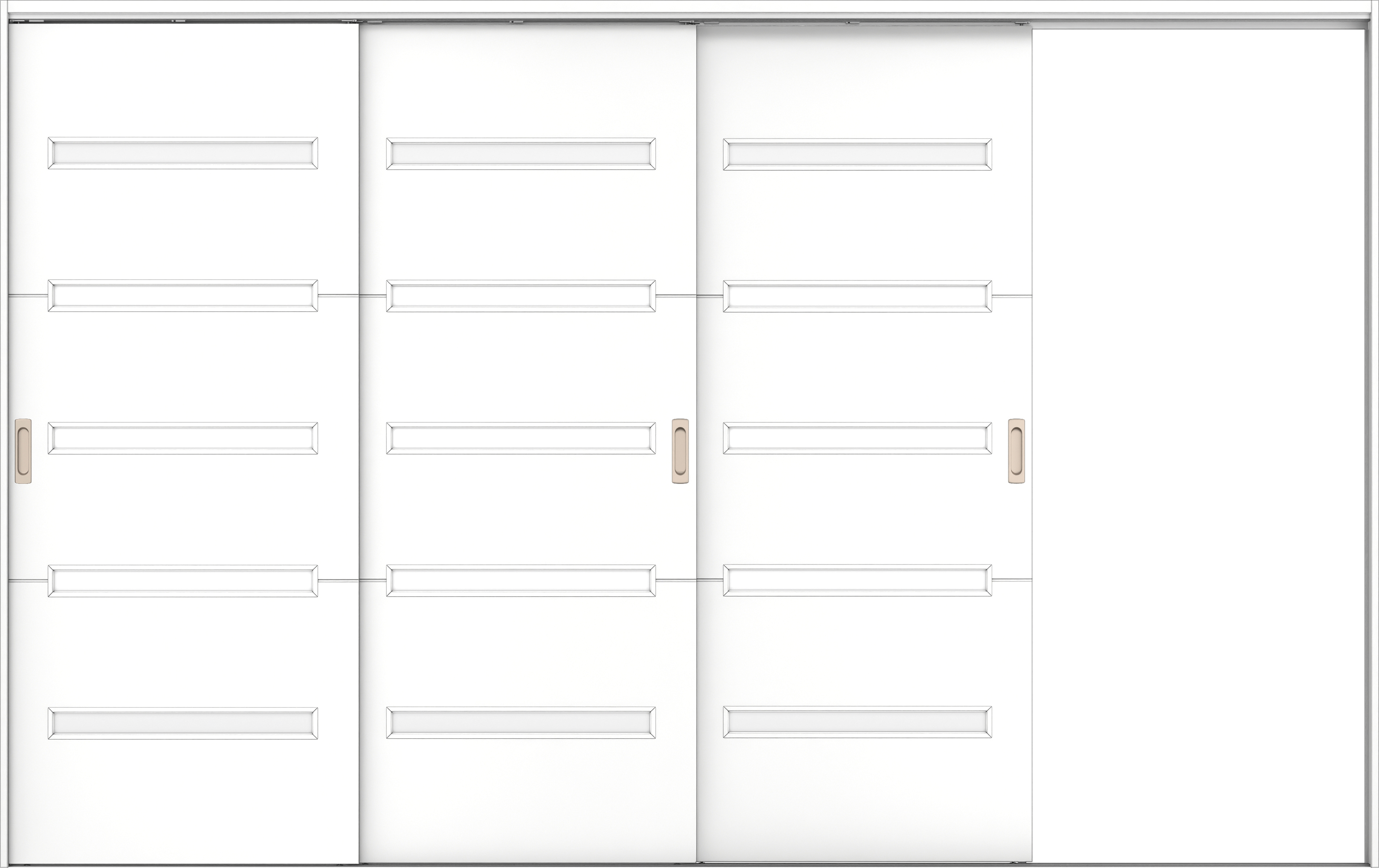 リビングドア　イエリア　吊戸・３枚片引　扉セット　Ｙ４デザイン　３２２９幅用　２０００高　〈パウダーホワイト柄〉　右引用　錠なし　ラクラクローズ付用