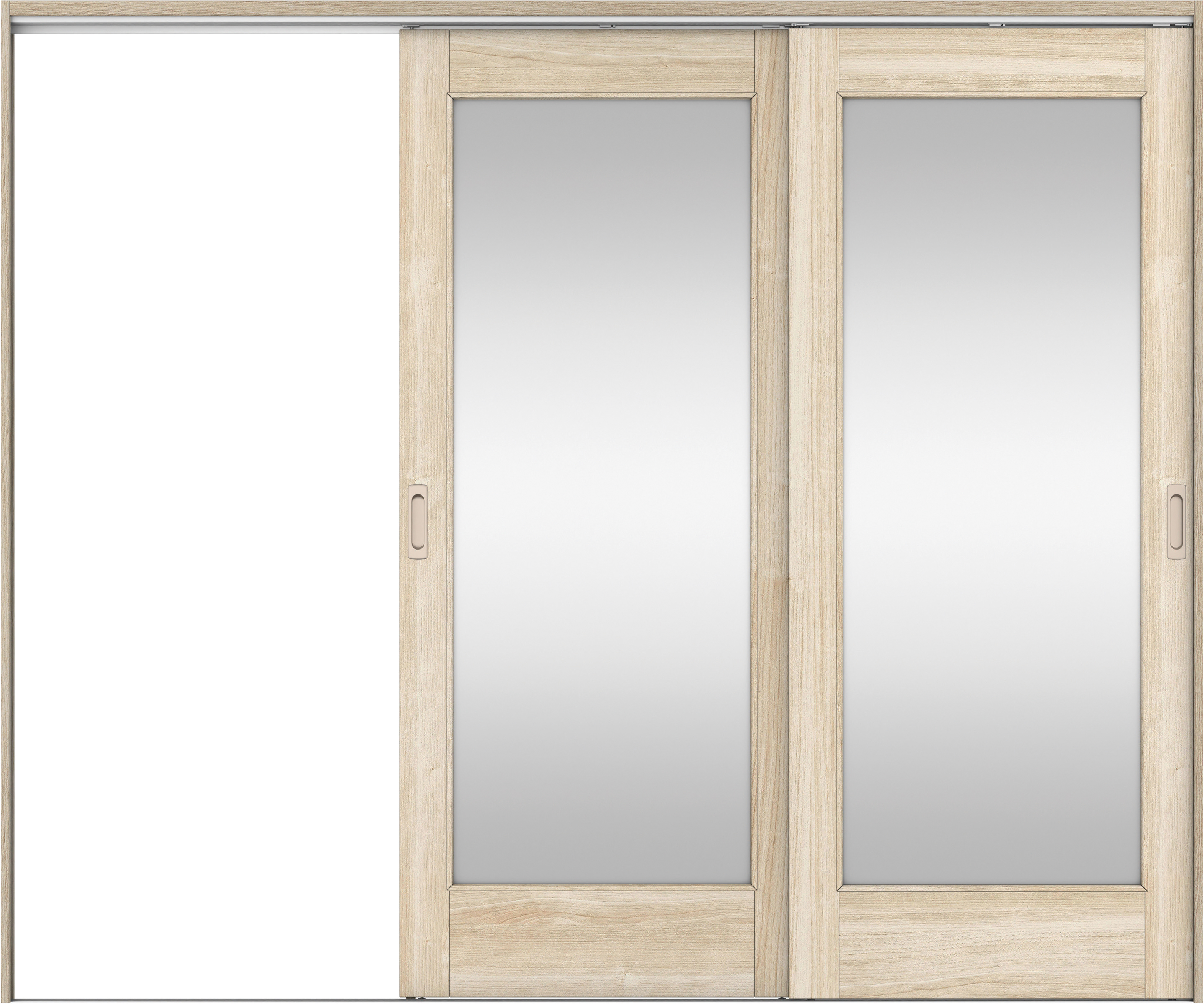 リビングドア　イエリア　吊戸・２枚片引　扉セット　２１デザイン　２４３７幅用　２０００高　〈コットンベージュ柄〉　左引用　錠なし　ラクラクローズ付用