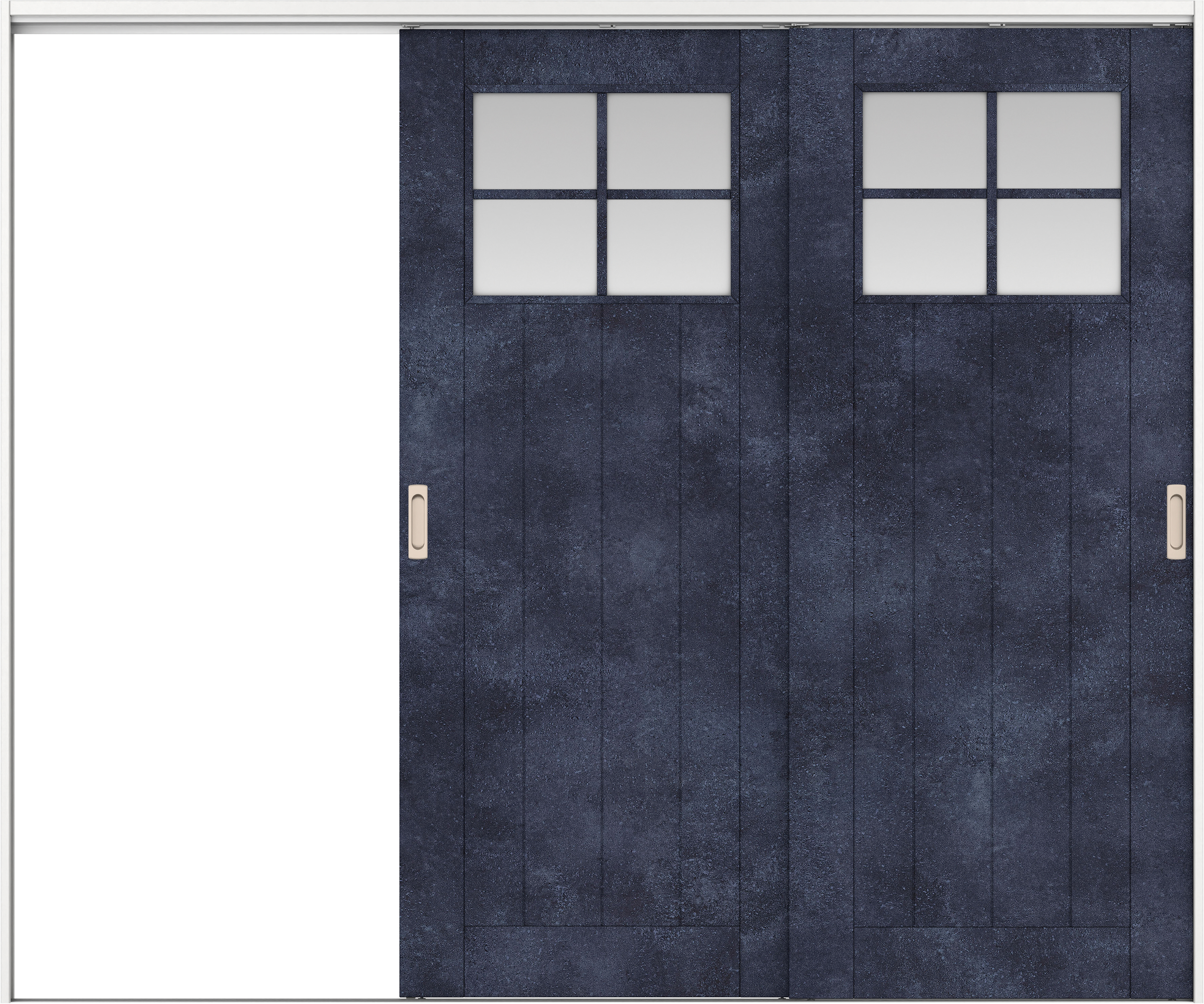 リビングドア　イエリア　吊戸・２枚片引　扉セット　１Ｓデザイン　２４３７幅用　２０００高　〈コバルトブルー柄〉　左引用　錠なし　ラクラクローズ付用