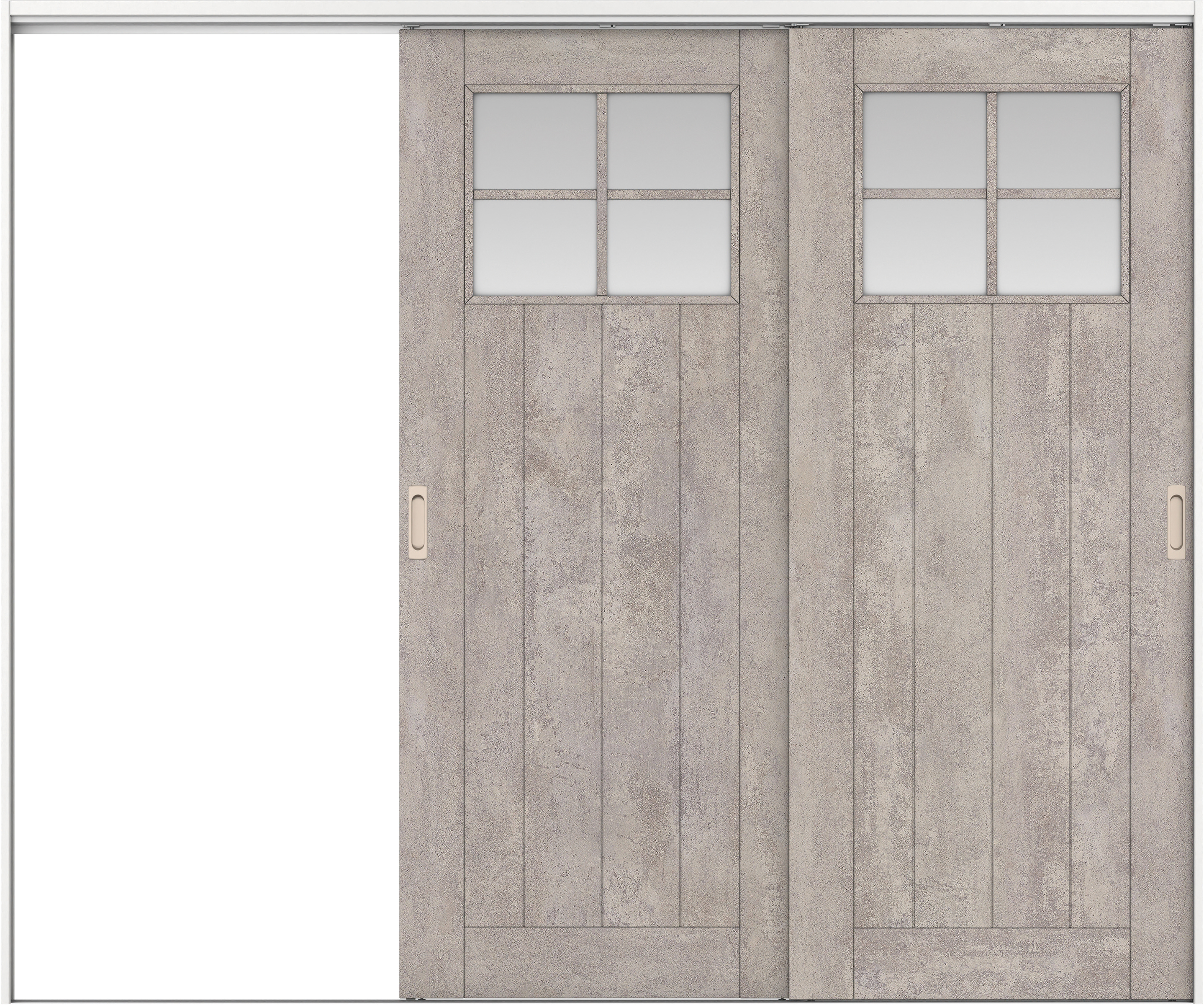 リビングドア　イエリア　吊戸・２枚片引　扉セット　１Ｓデザイン　２４３７幅用　２０００高　〈コンクリートグレー柄〉　左引用　錠なし　ラクラクローズ付用