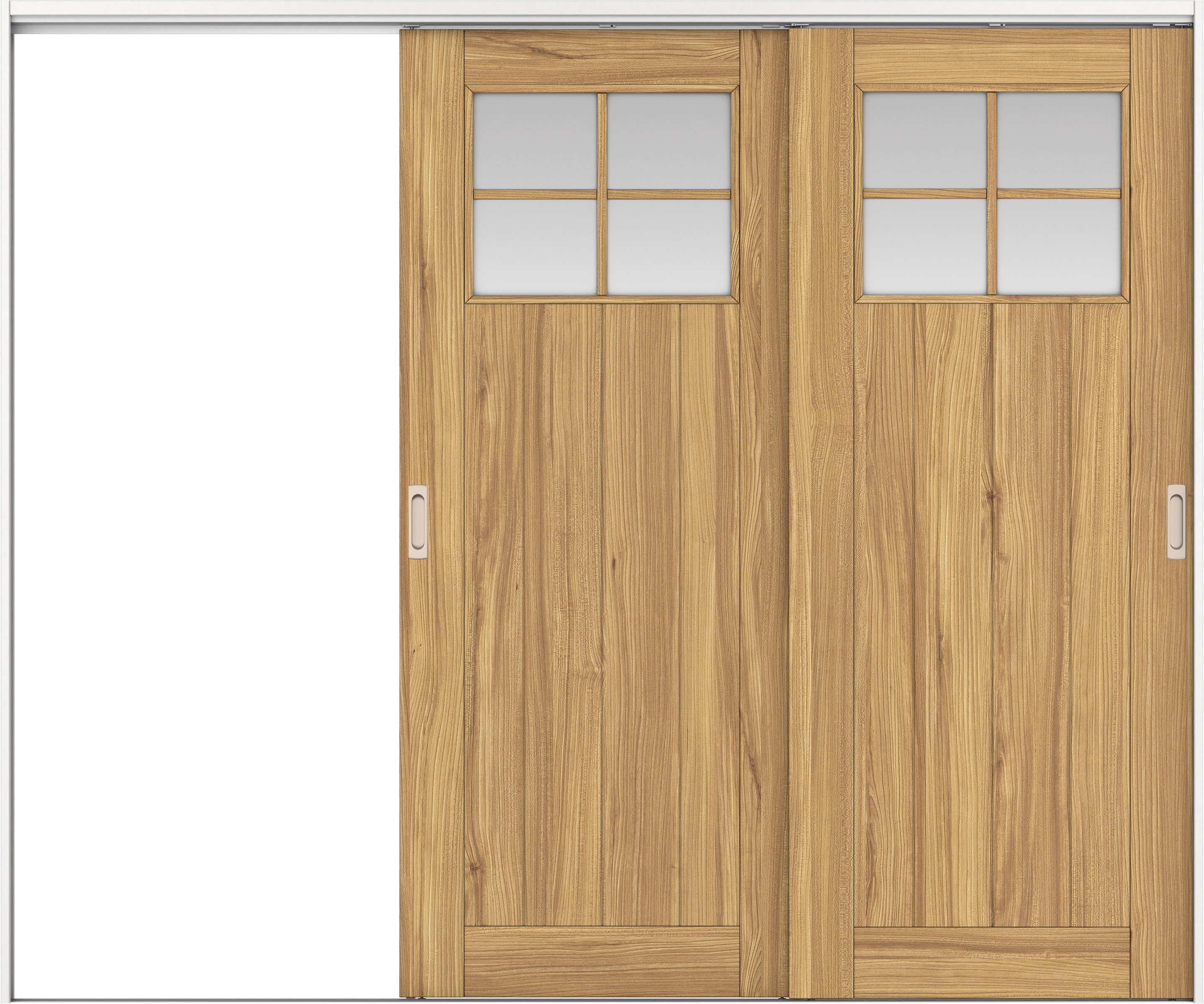 リビングドア　イエリア　吊戸・２枚片引　扉セット　１Ｓデザイン　２４３７幅用　２０００高　〈シナモンブラウン柄〉　左引用　錠なし　ラクラクローズ付用