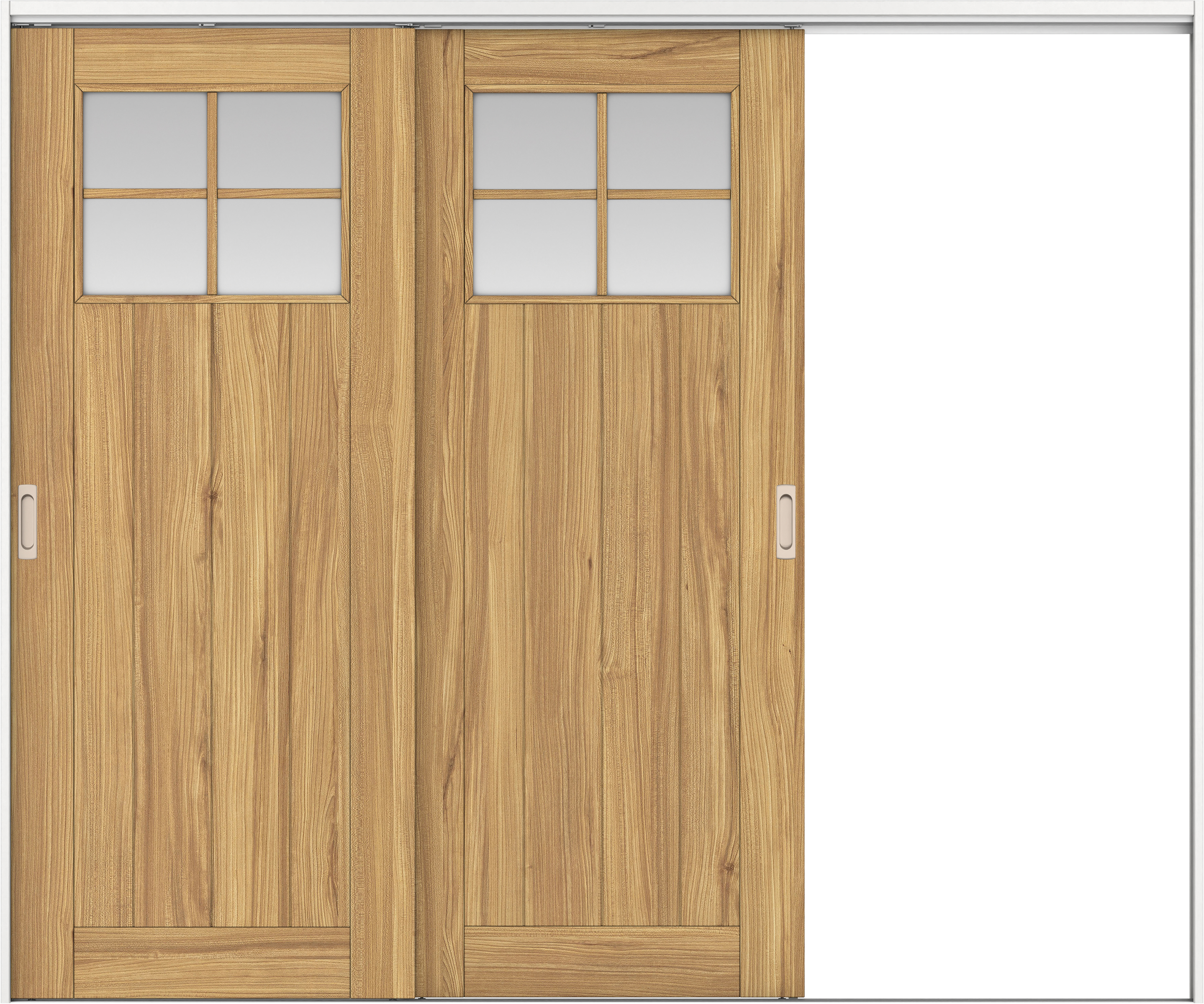 リビングドア　イエリア　吊戸・２枚片引　扉セット　１Ｓデザイン　２４３７幅用　２０００高　〈シナモンブラウン柄〉　右引用　錠なし　ラクラクローズ付用