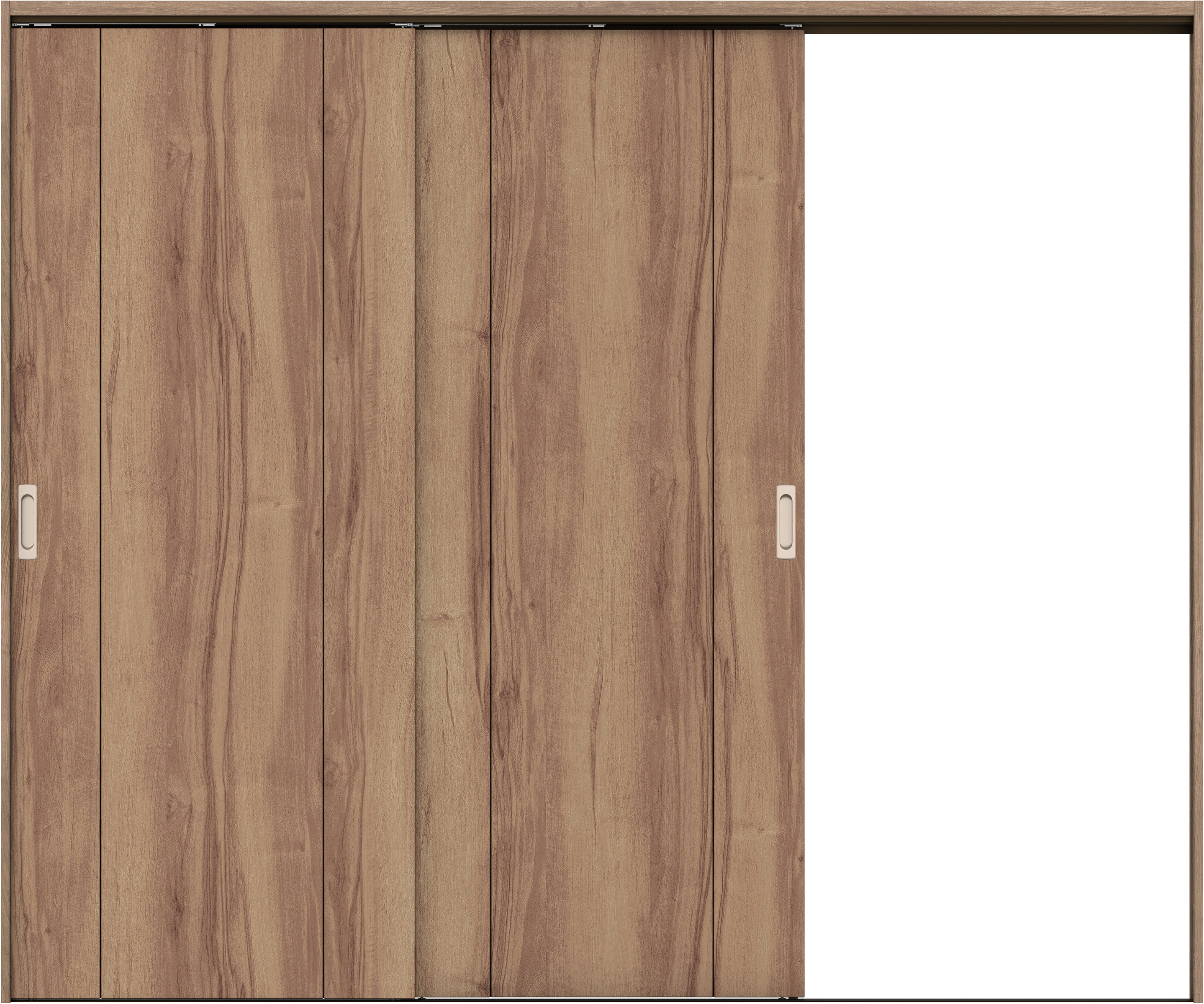 リビングドア　イエリア　吊戸・２枚片引　扉セット　１Ｐデザイン　２４３７幅用　２０００高　〈バームブラウン柄〉　右引用　錠なし　ラクラクローズ付用