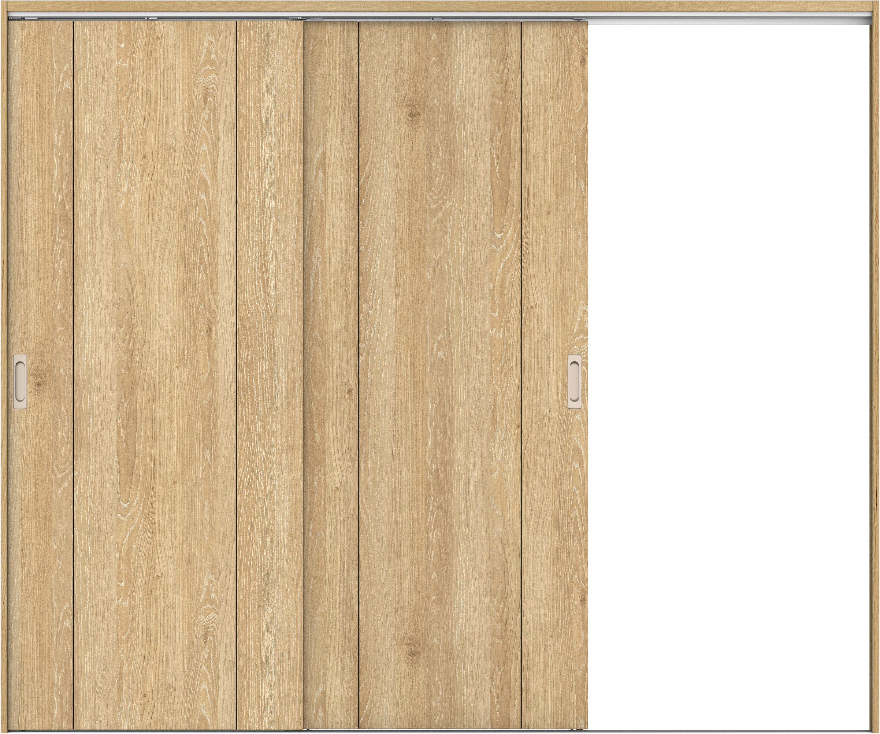 リビングドア　イエリア　吊戸・２枚片引　扉セット　１Ｐデザイン　２４３７幅用　２０００高　〈ミルキーオーカー柄〉　右引用　錠なし　ラクラクローズ付用