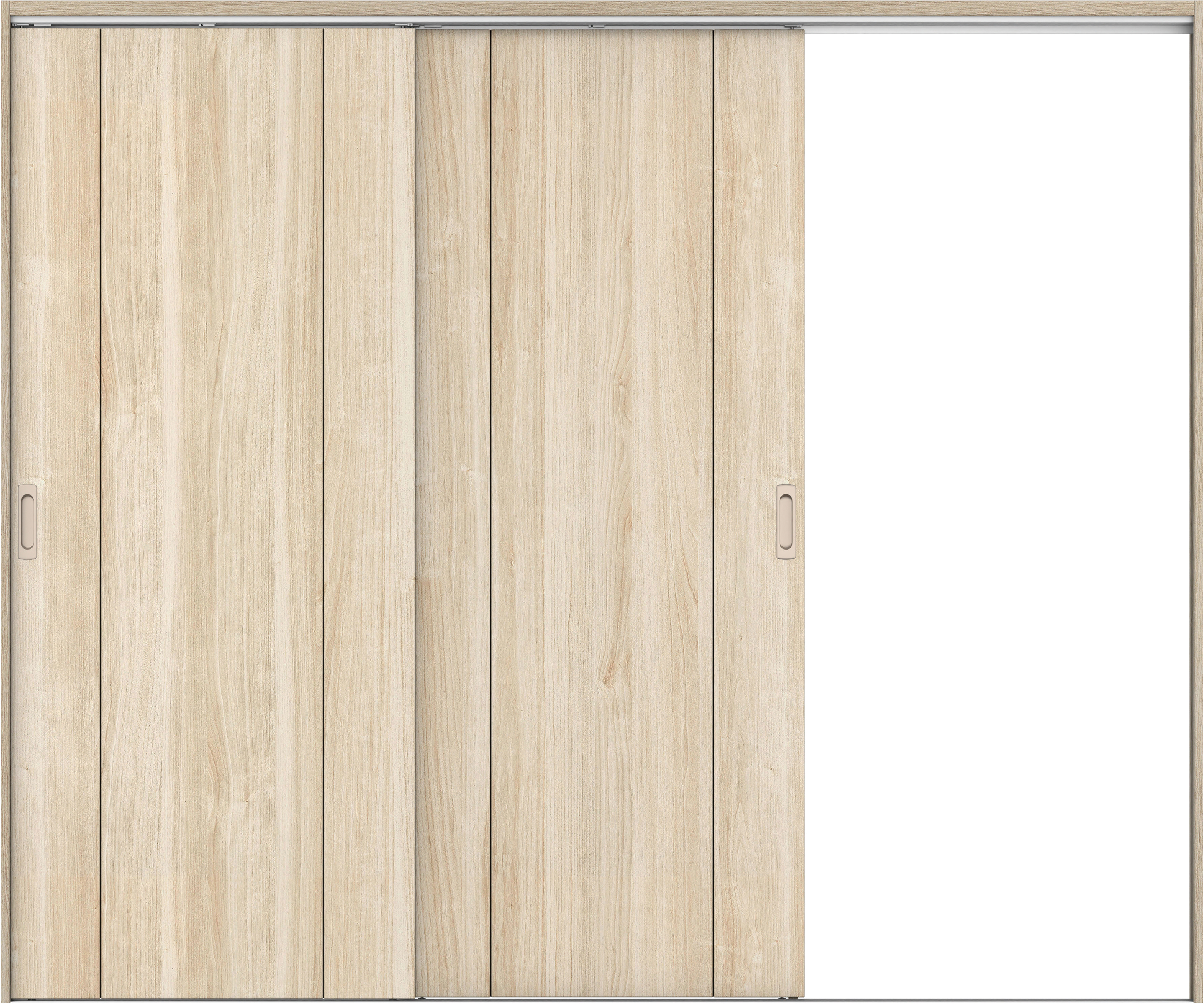 リビングドア　イエリア　吊戸・２枚片引　扉セット　１Ｐデザイン　２４３７幅用　２０００高　〈コットンベージュ柄〉　右引用　錠なし　ラクラクローズ付用