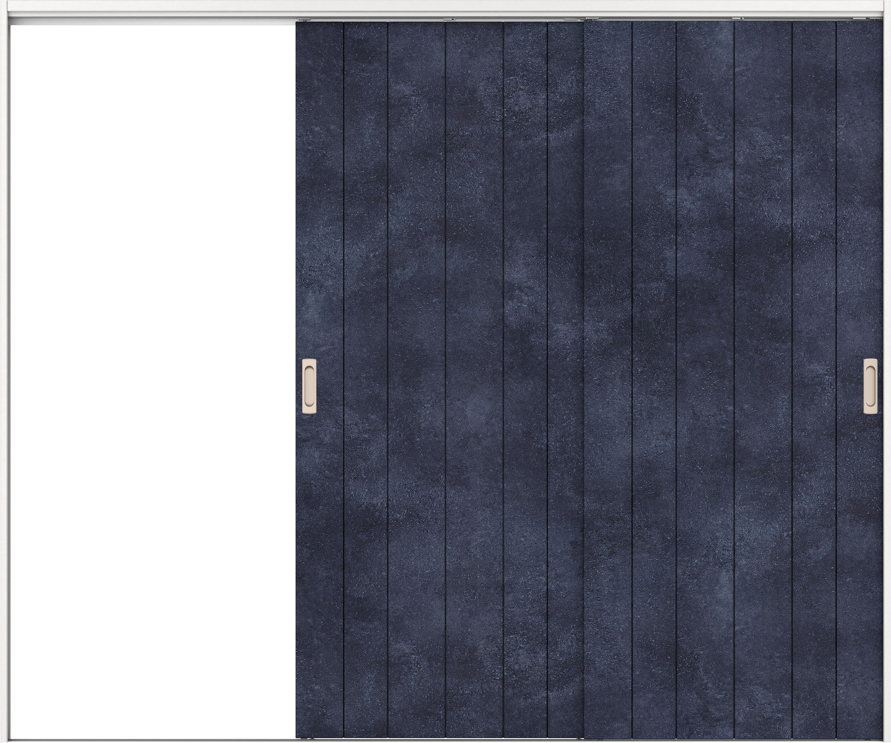 リビングドア　イエリア　吊戸・２枚片引　扉セット　０Ｓデザイン　２４３７幅用　２０００高　〈コバルトブルー柄〉　左引用　錠なし　ラクラクローズ付用
