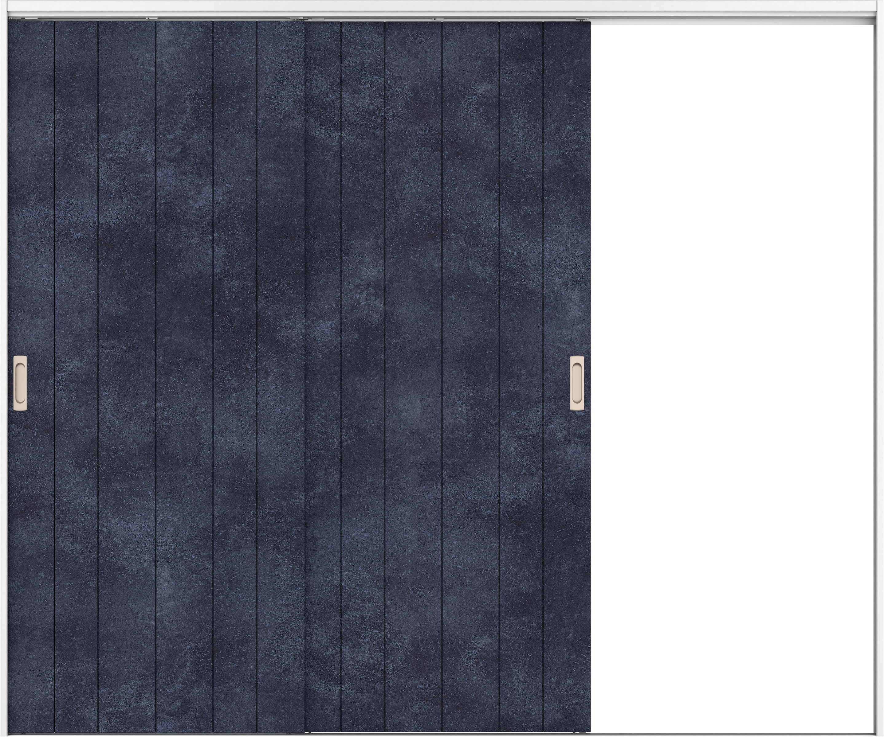 リビングドア　イエリア　吊戸・２枚片引　扉セット　０Ｓデザイン　２４３７幅用　２０００高　〈コバルトブルー柄〉　右引用　錠なし　ラクラクローズ付用