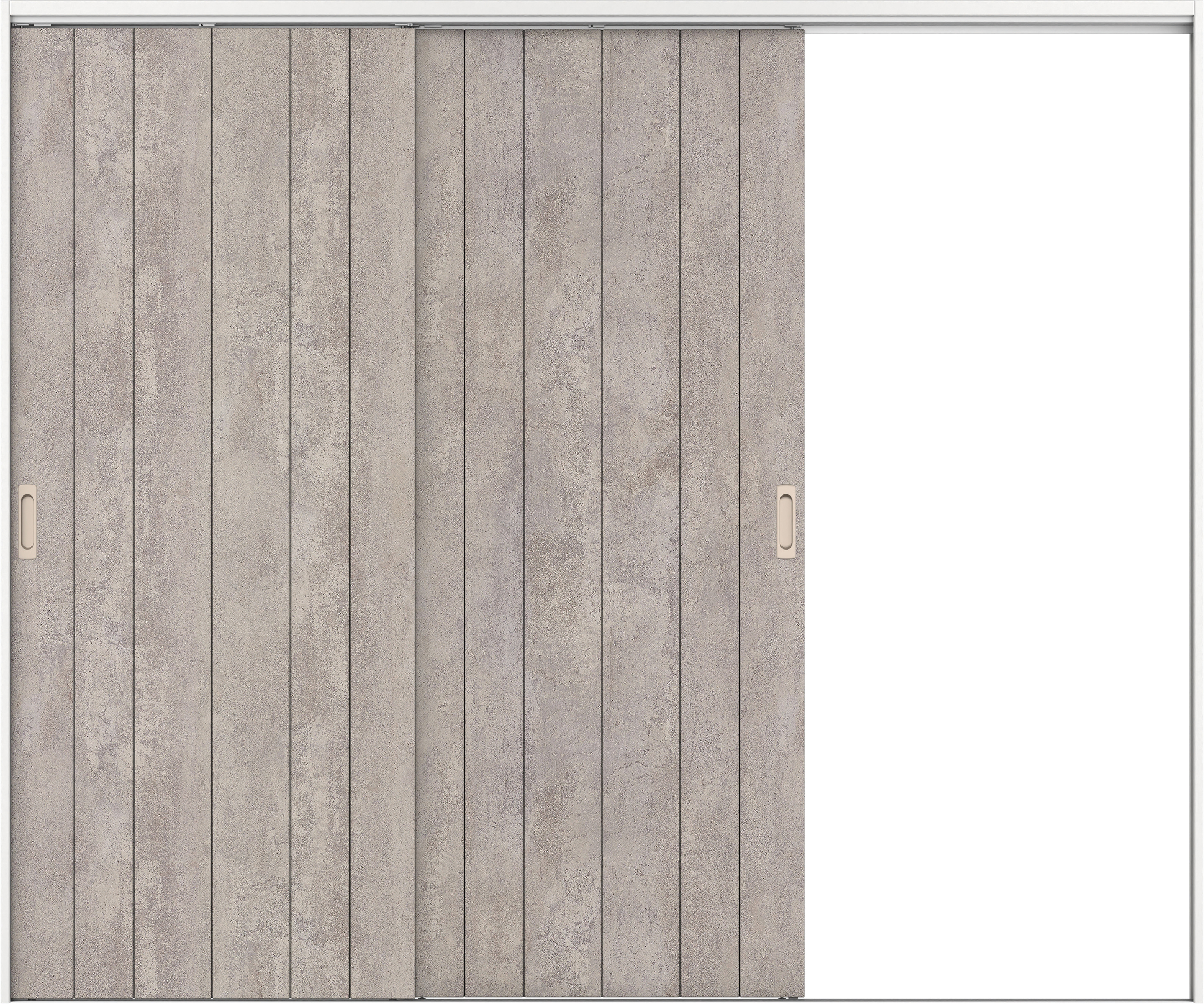 リビングドア　イエリア　吊戸・２枚片引　扉セット　０Ｓデザイン　２４３７幅用　２０００高　〈コンクリートグレー柄〉　右引用　錠なし　ラクラクローズ付用
