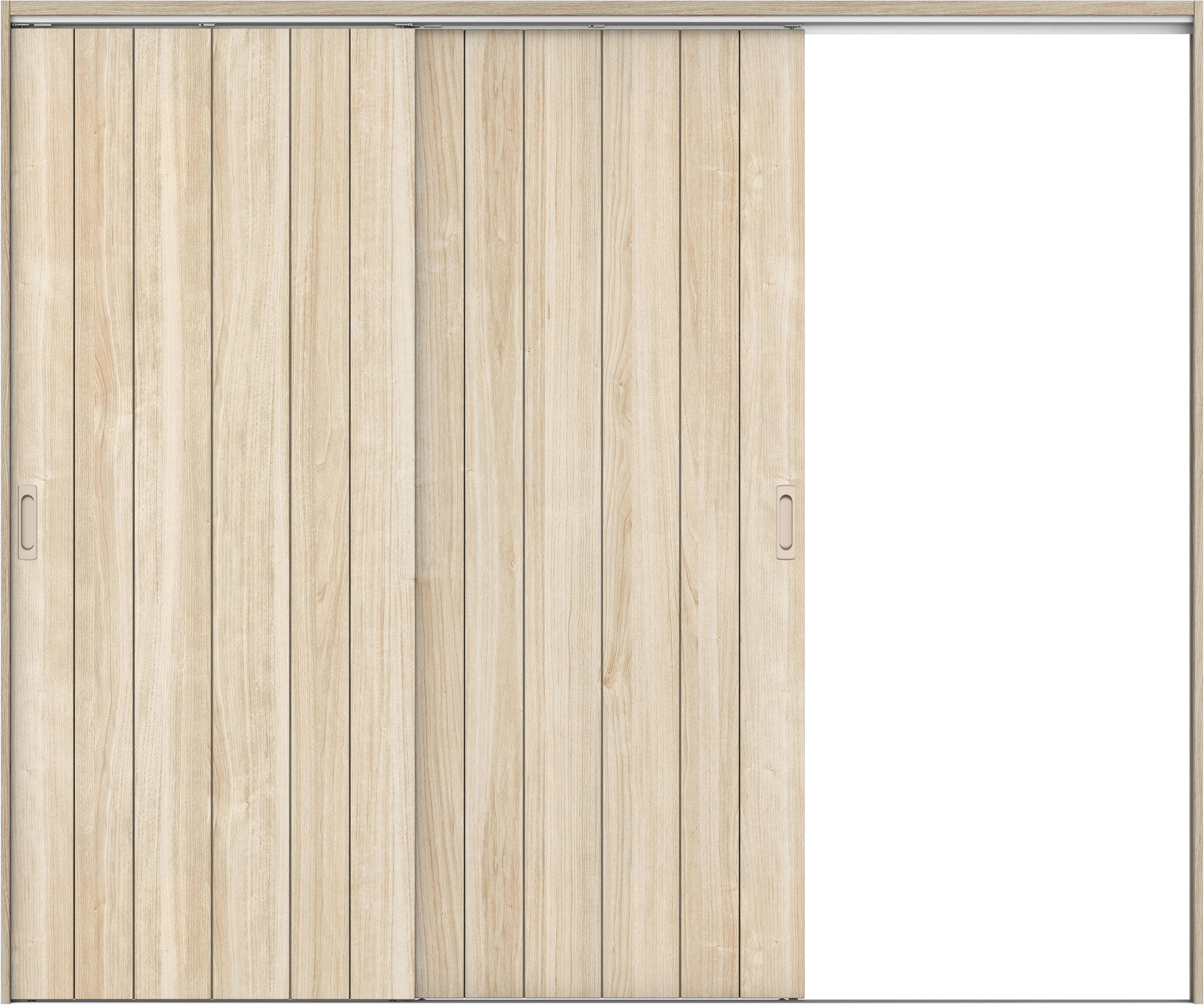 リビングドア　イエリア　吊戸・２枚片引　扉セット　０Ｓデザイン　２４３７幅用　２０００高　〈コットンベージュ柄〉　右引用　錠なし　ラクラクローズ付用