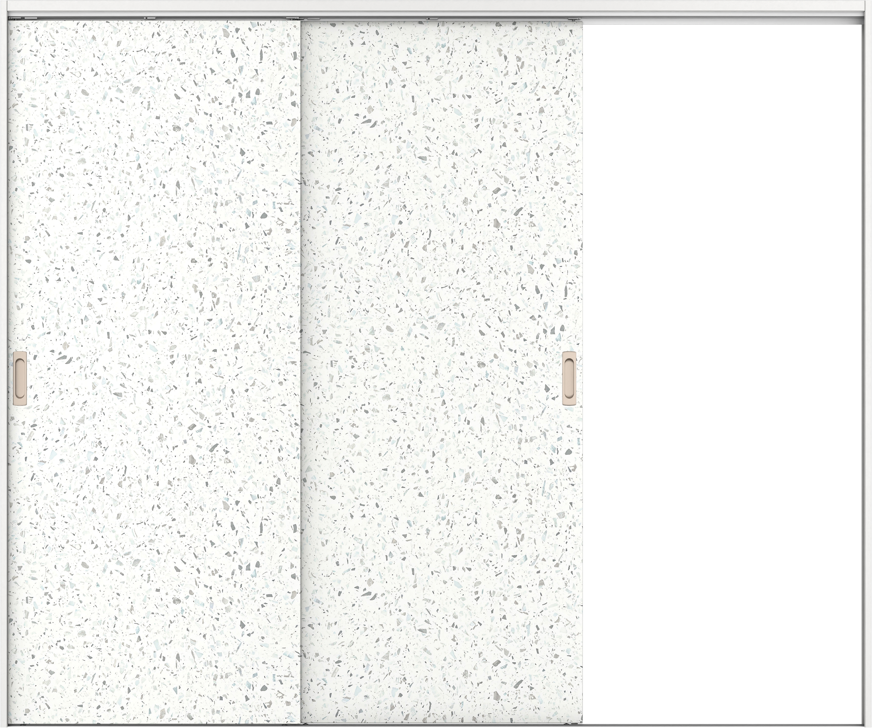 リビングドア　イエリア　吊戸・２枚片引　扉セット　００デザイン　２４３７幅用　２０００高　〈テラゾホワイト柄〉　右引用　錠なし　ラクラクローズ付用