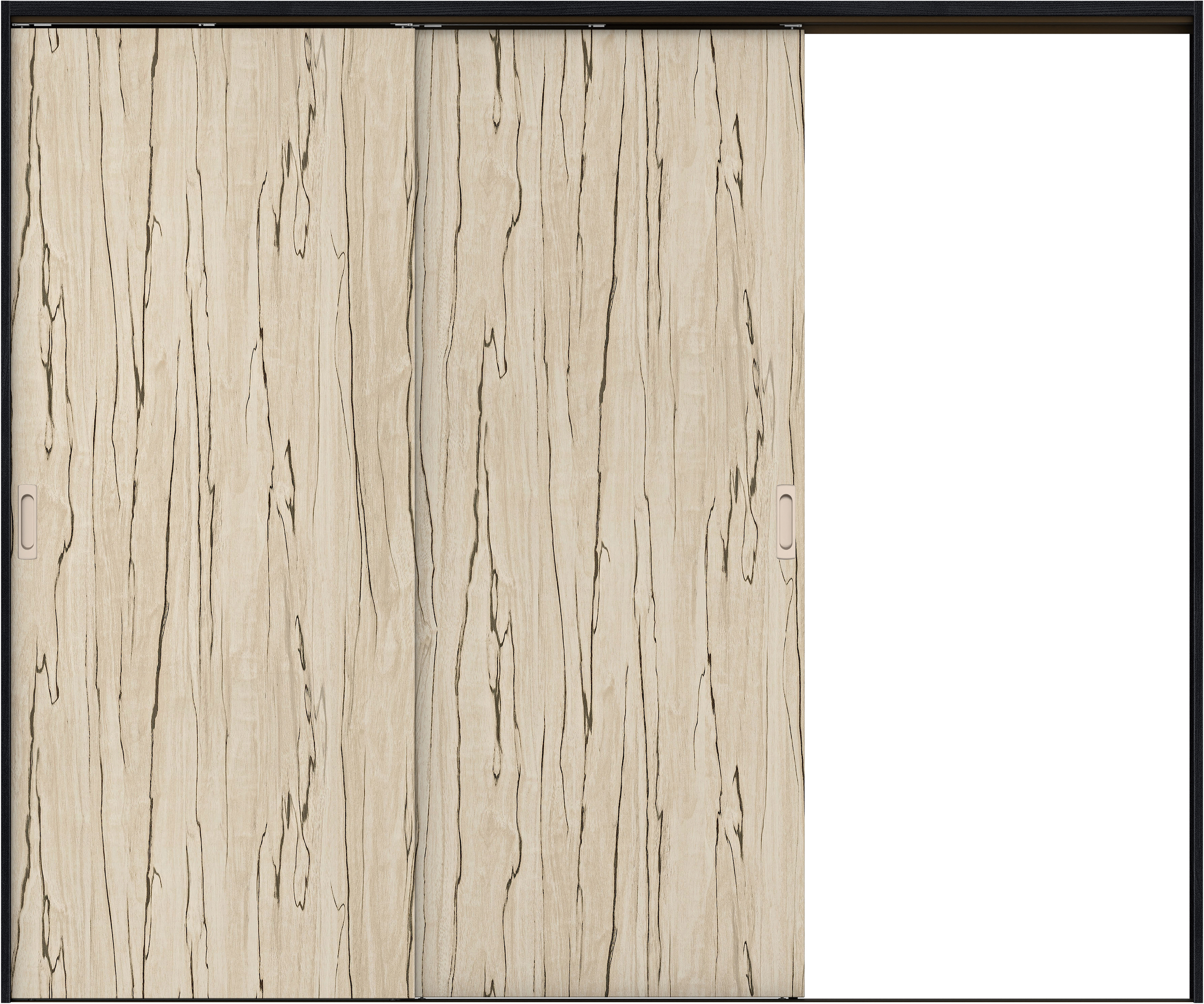 リビングドア　イエリア　吊戸・２枚片引　扉セット　００デザイン　２４３７幅用　２０００高　〈スロウベージュ柄〉　右引用　錠なし　ラクラクローズ付用