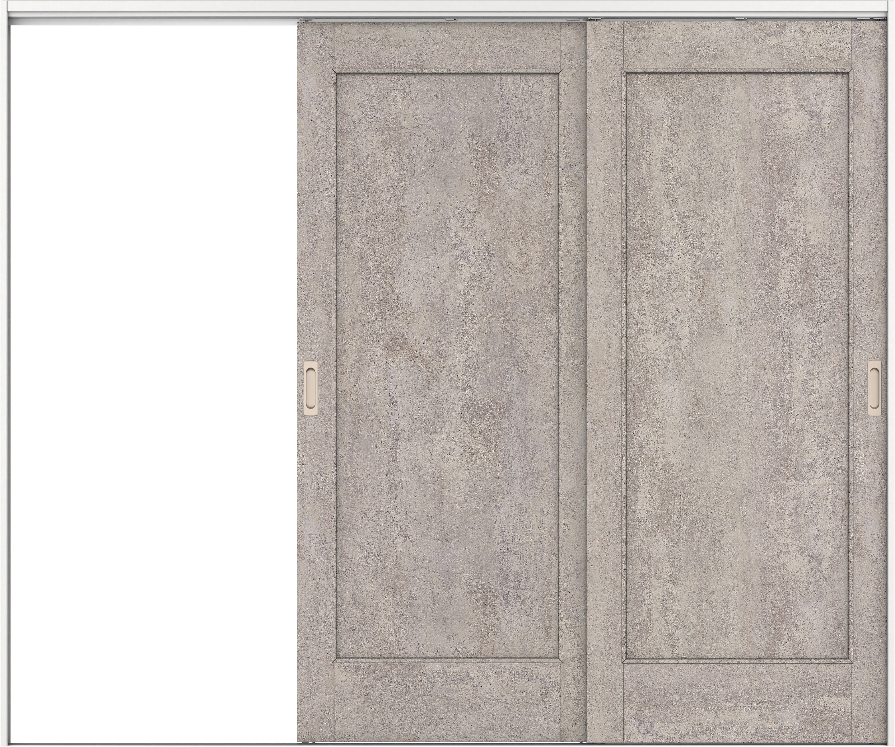 リビングドア　イエリア　吊戸・２枚片引　扉セット　０１デザイン　２４３７幅用　２０００高　〈コンクリートグレー柄〉　左引用　錠なし　ラクラクローズ付用