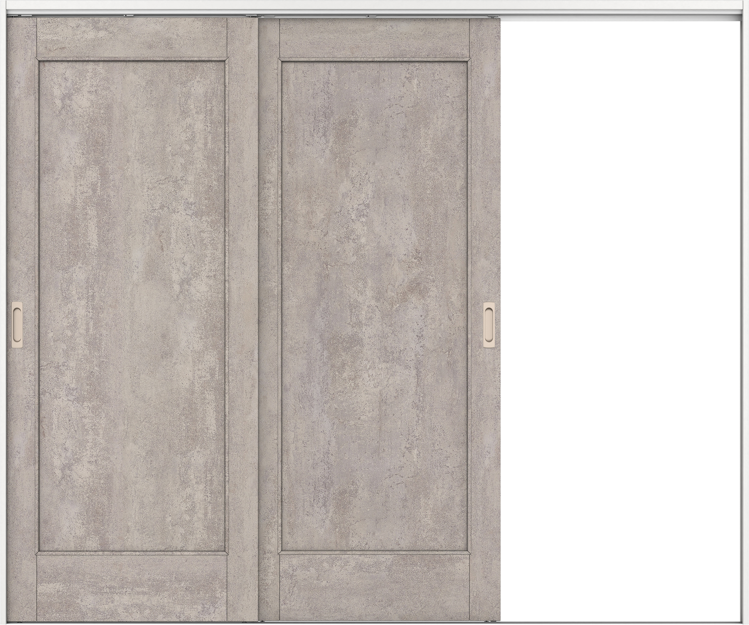 リビングドア　イエリア　吊戸・２枚片引　扉セット　０１デザイン　２４３７幅用　２０００高　〈コンクリートグレー柄〉　右引用　錠なし　ラクラクローズ付用