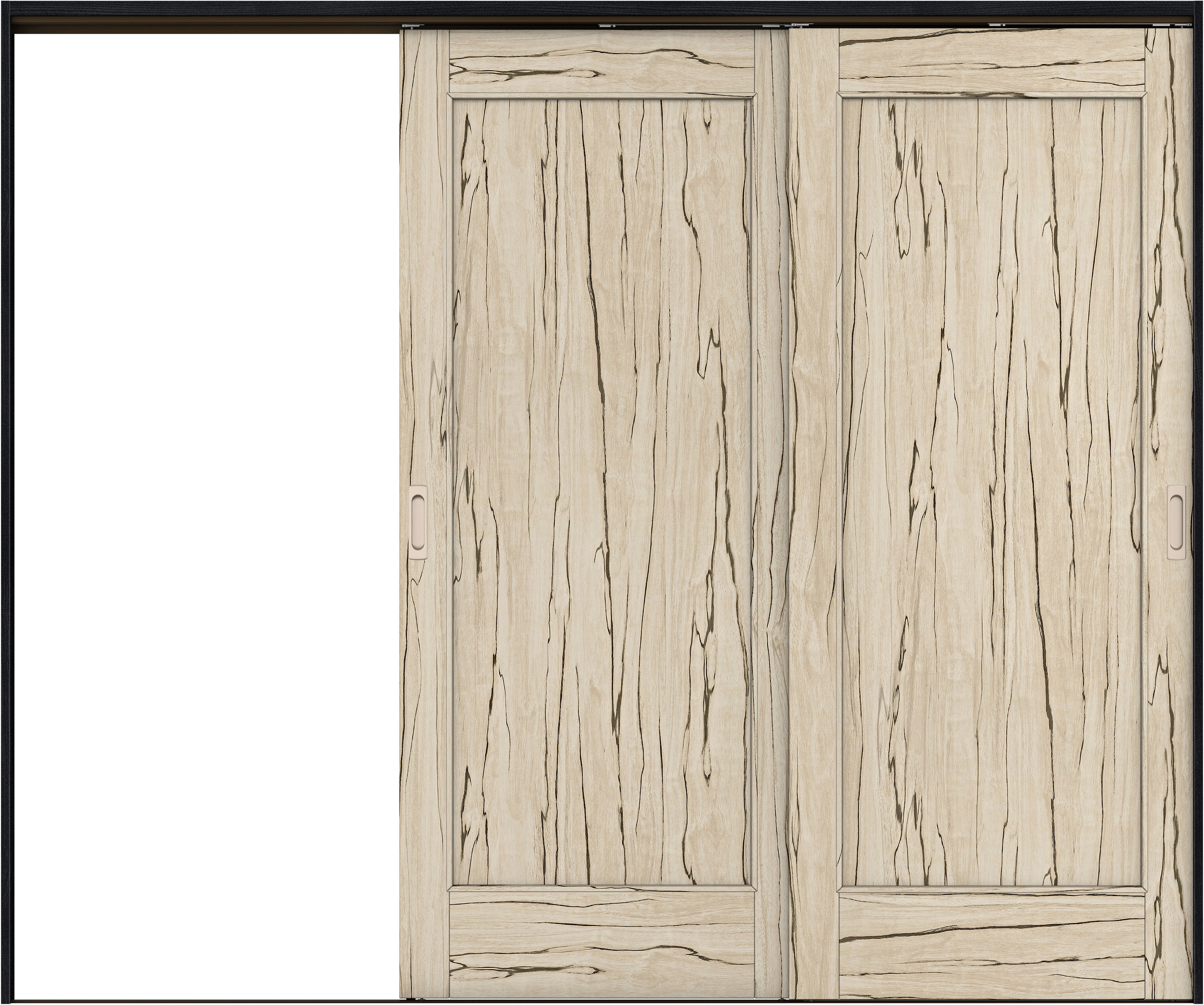 リビングドア　イエリア　吊戸・２枚片引　扉セット　０１デザイン　２４３７幅用　２０００高　〈スロウベージュ柄〉　左引用　錠なし　ラクラクローズ付用