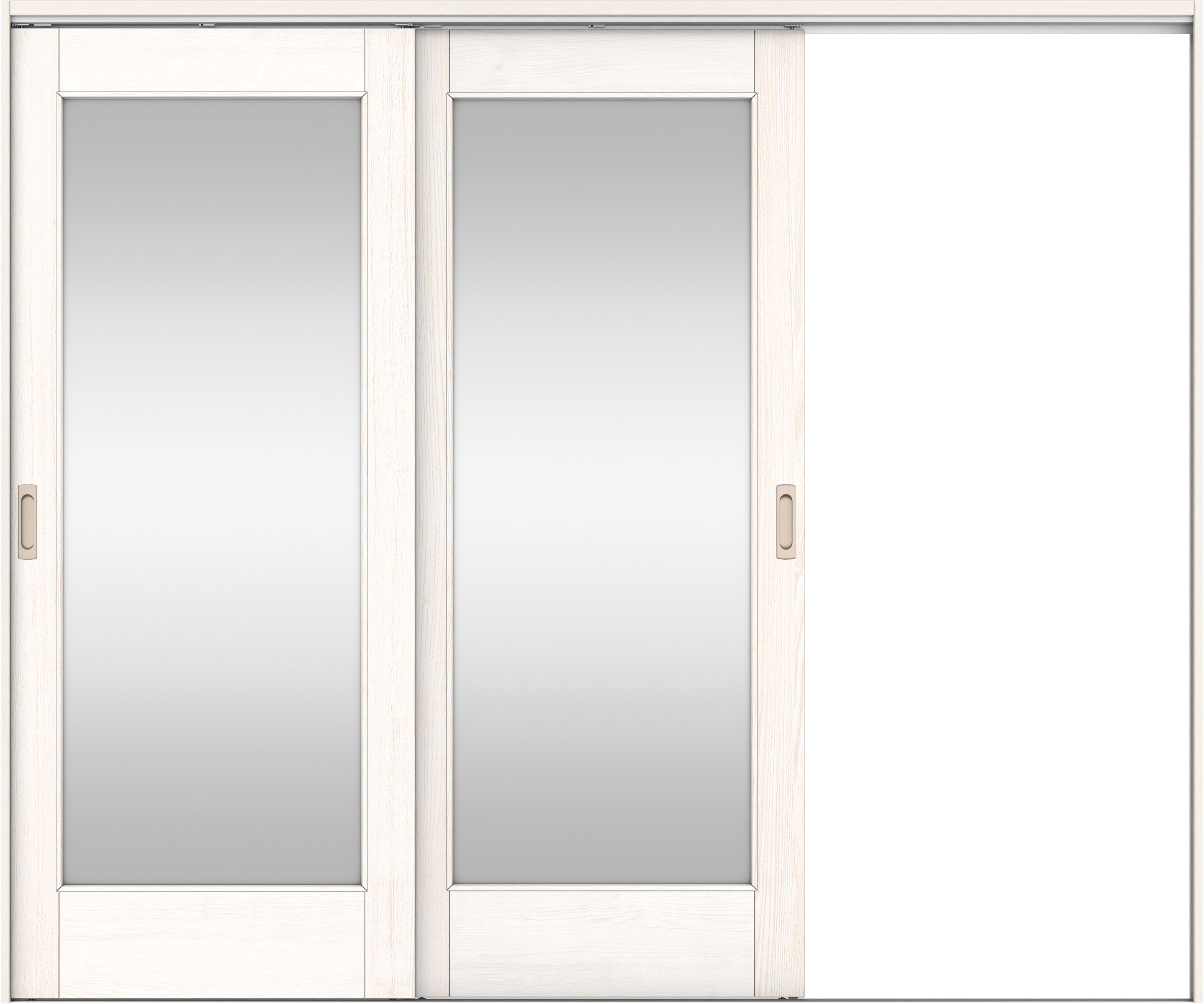 リビングドア　イエリア　吊戸・２枚片引　扉セット　２１デザイン　２４３７幅用　２０００高　〈ネオホワイト柄〉　右引用　錠なし　ラクラクローズ付用