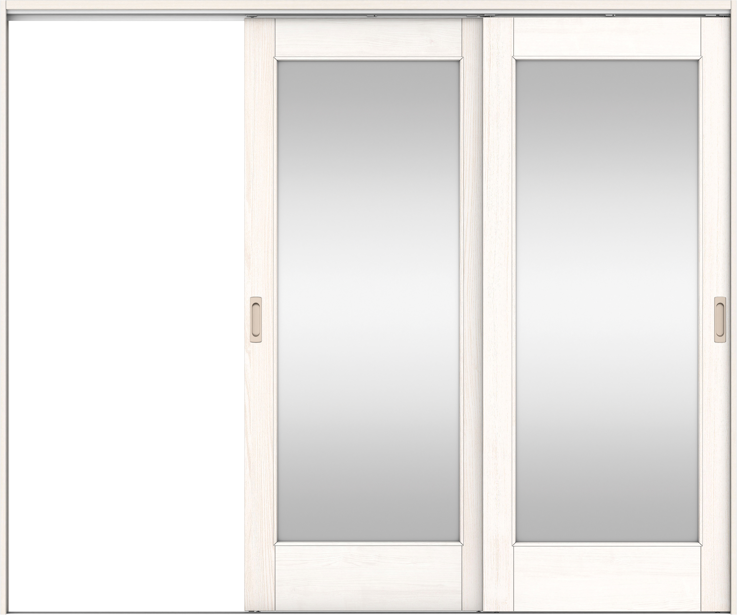 リビングドア　イエリア　吊戸・２枚片引　扉セット　２１デザイン　２４３７幅用　２０００高　〈ネオホワイト柄〉　左引用　錠なし　ラクラクローズ付用