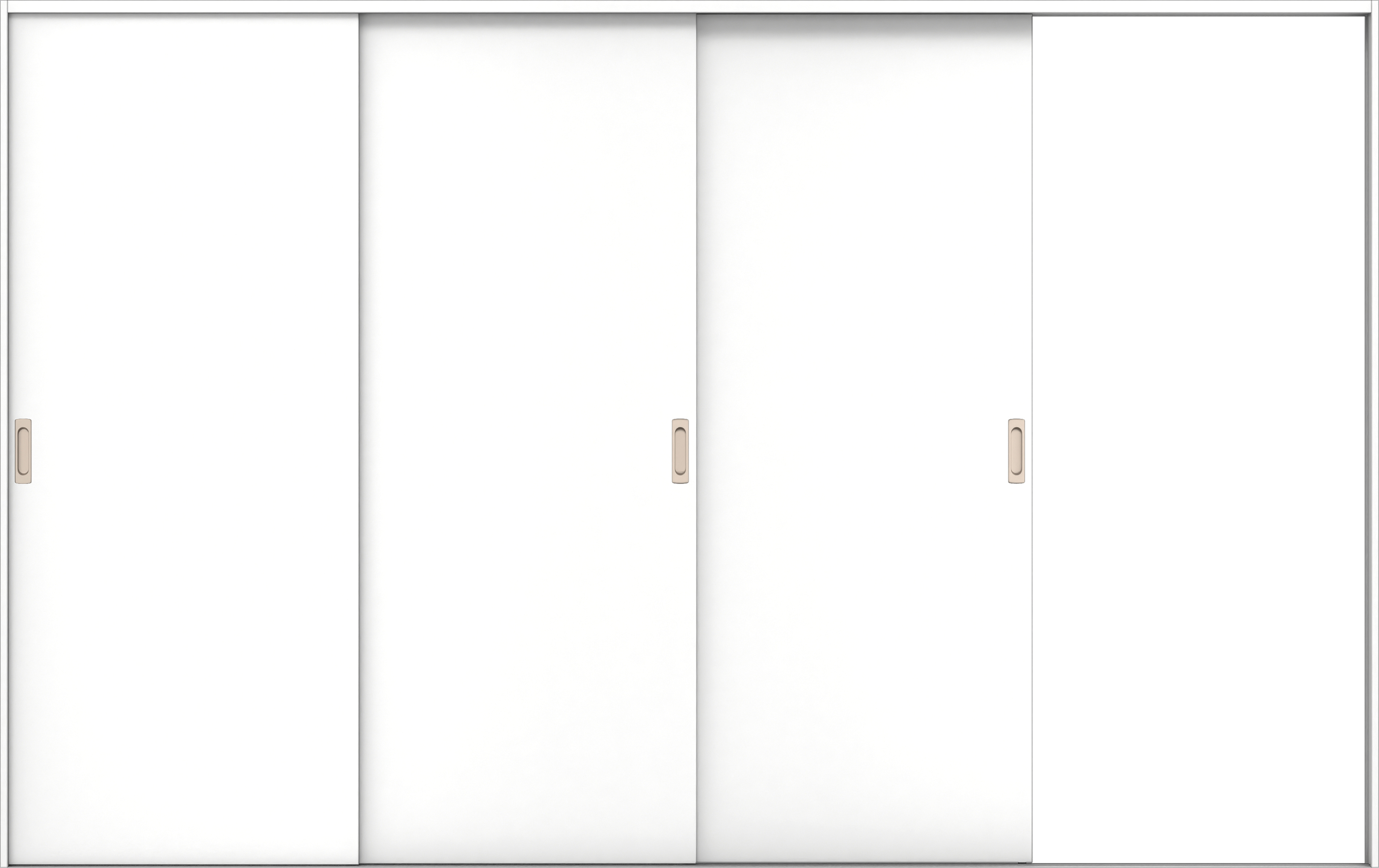 リビングドア　イエリア　引戸・３枚片引　扉セット　００デザイン　３２２９幅用　２０００高　〈パウダーホワイト柄〉　右引用　錠なし　ラクラクローズ付