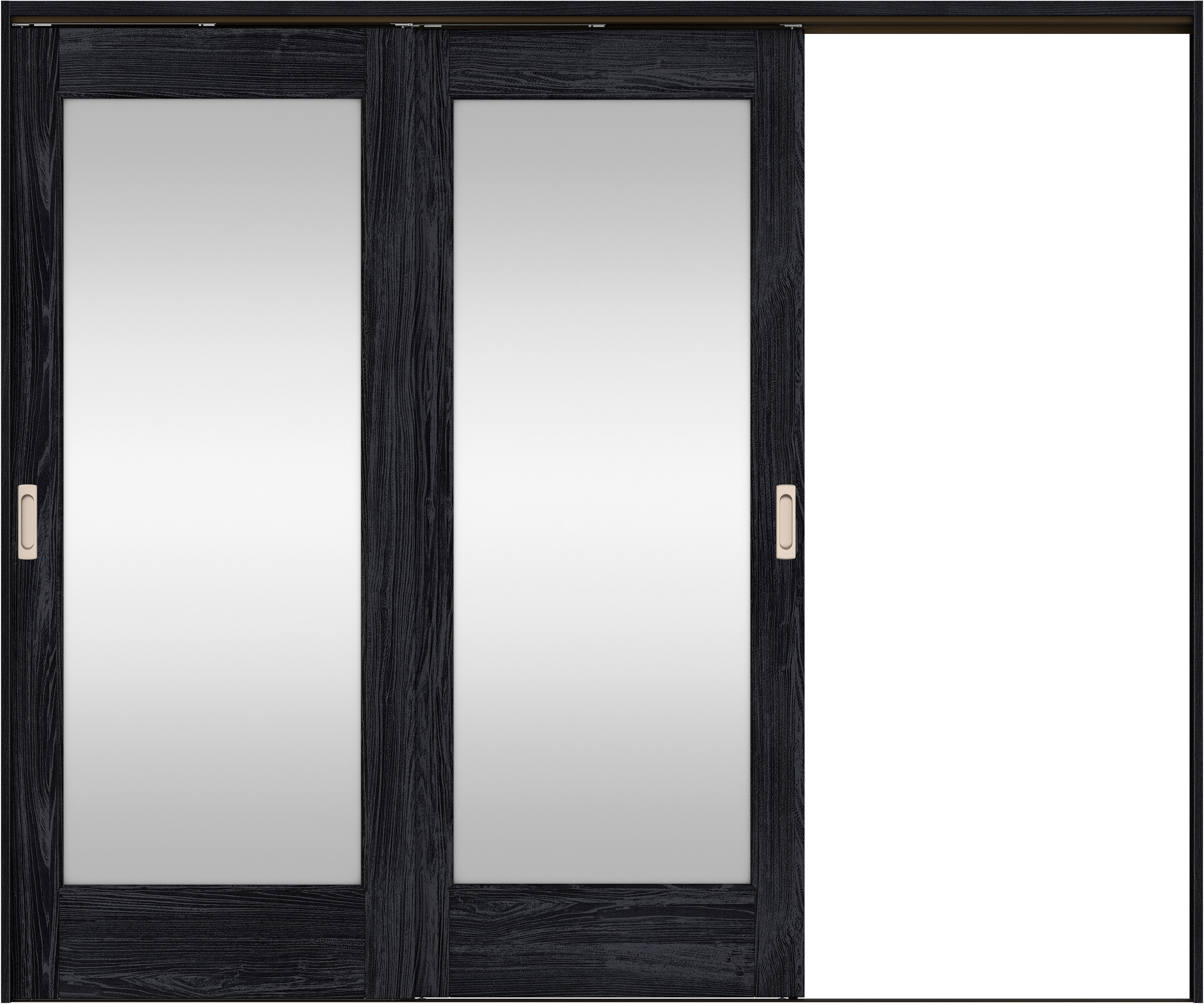 リビングドア　イエリア　吊戸・２枚片引　扉セット　２１デザイン　２４３７幅用　２０００高　〈モスブラック柄〉　右引用　錠なし　ラクラクローズ付用