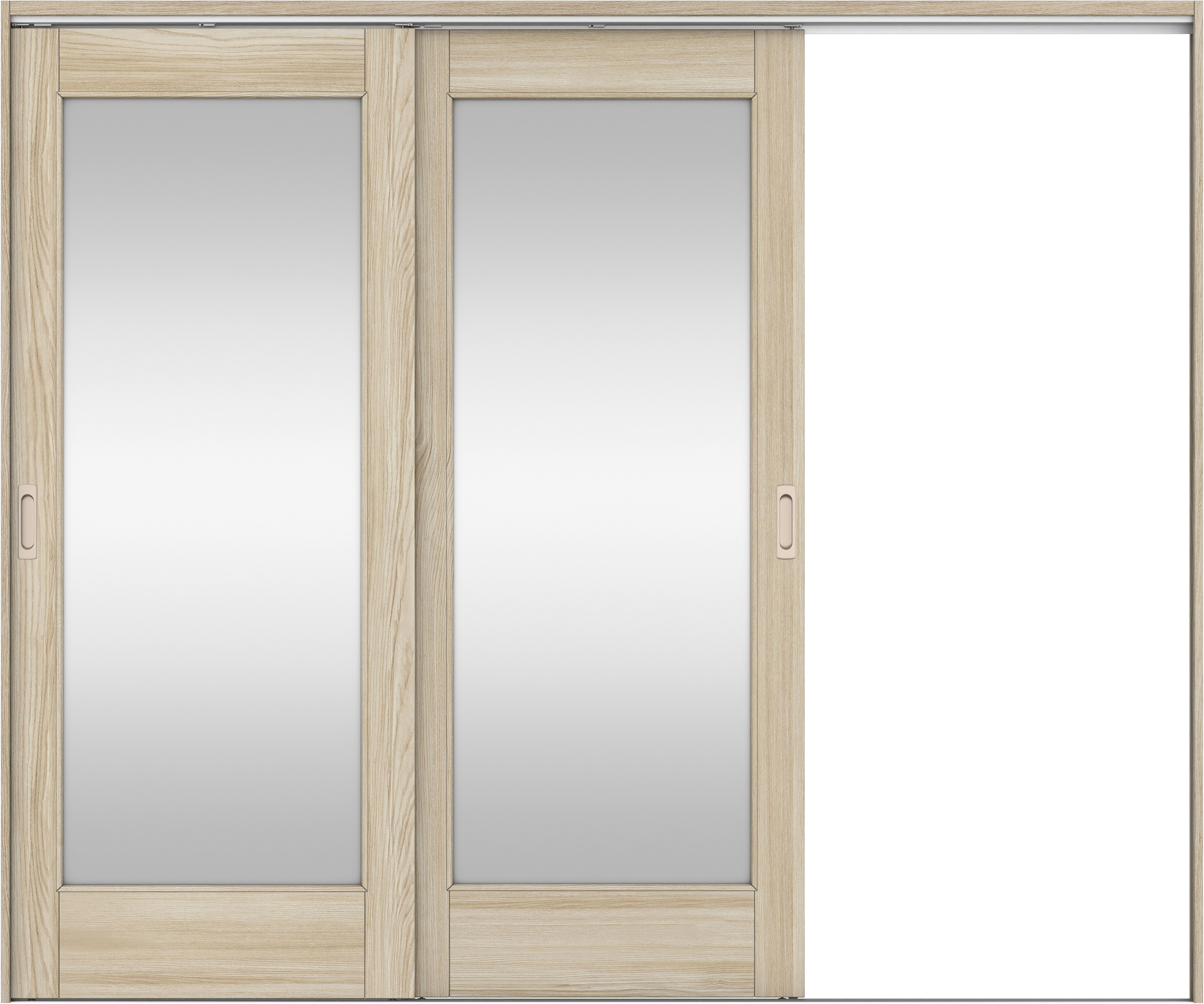 リビングドア　イエリア　吊戸・２枚片引　扉セット　２１デザイン　２４３７幅用　２０００高　〈ソフトグレージュ柄〉　右引用　錠なし　ラクラクローズ付用