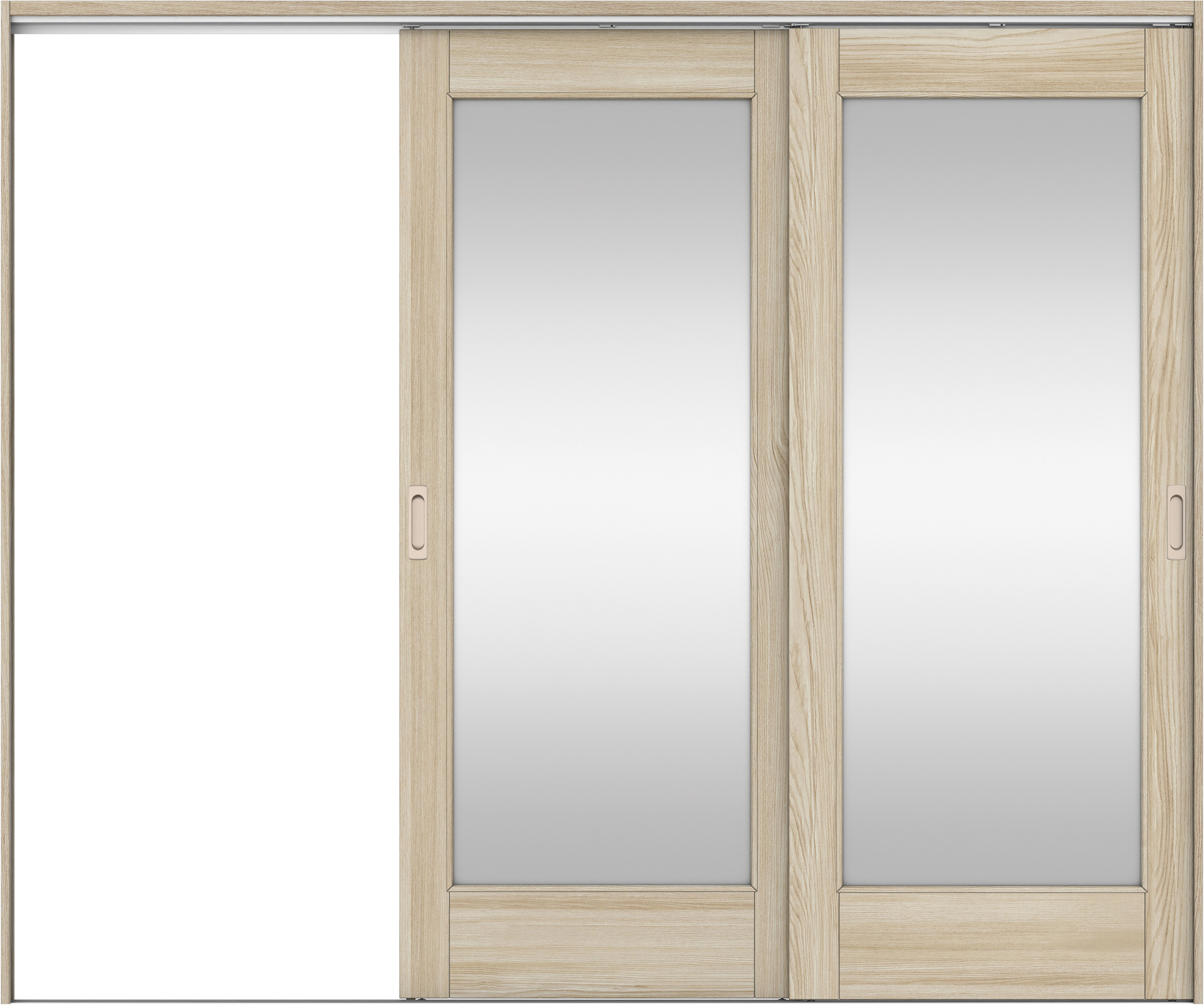 リビングドア　イエリア　吊戸・２枚片引　扉セット　２１デザイン　２４３７幅用　２０００高　〈ソフトグレージュ柄〉　左引用　錠なし　ラクラクローズ付用