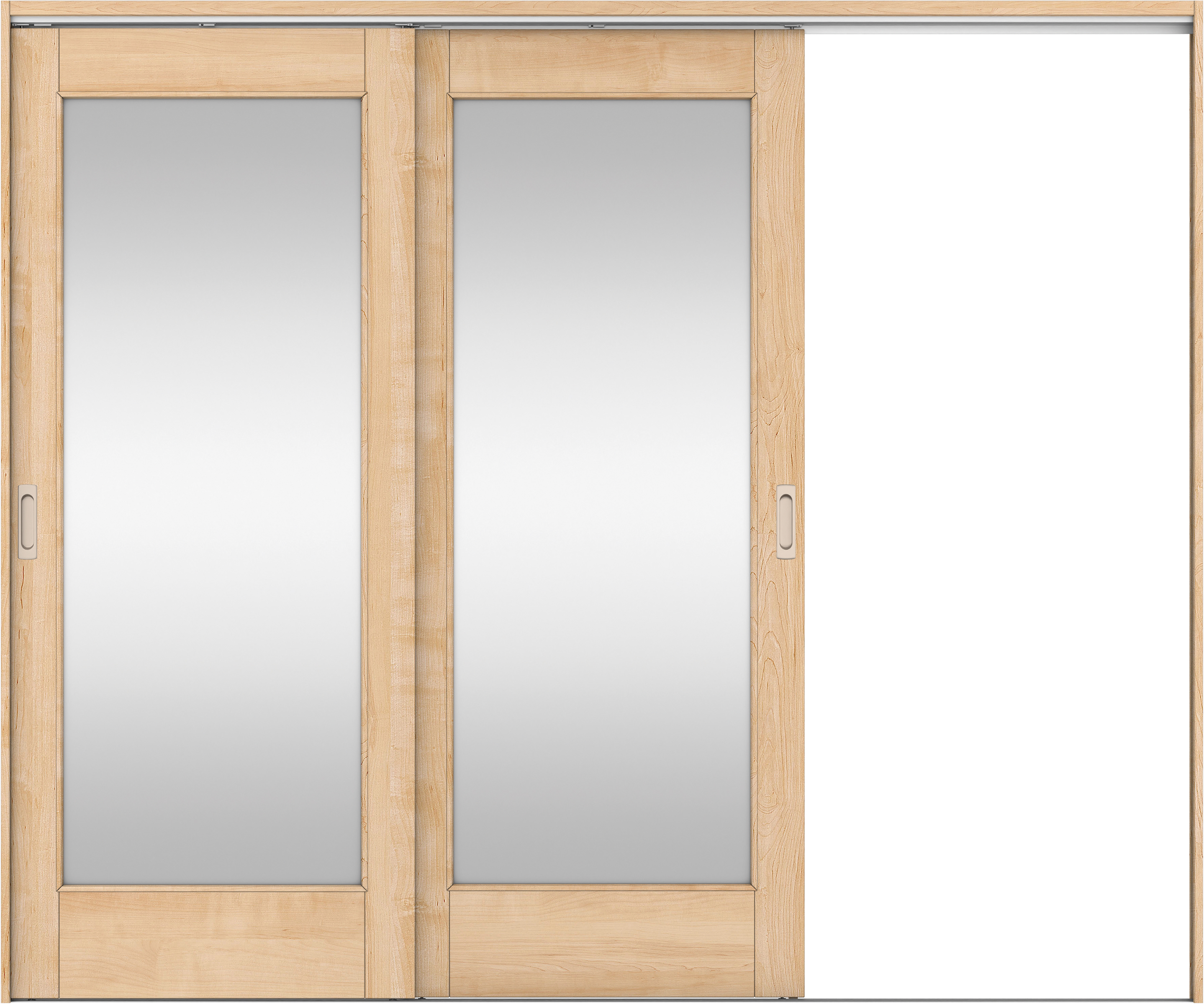 リビングドア　イエリア　吊戸・２枚片引　扉セット　２１デザイン　２４３７幅用　２０００高　〈ミルベージュ柄〉　右引用　錠なし　ラクラクローズ付用