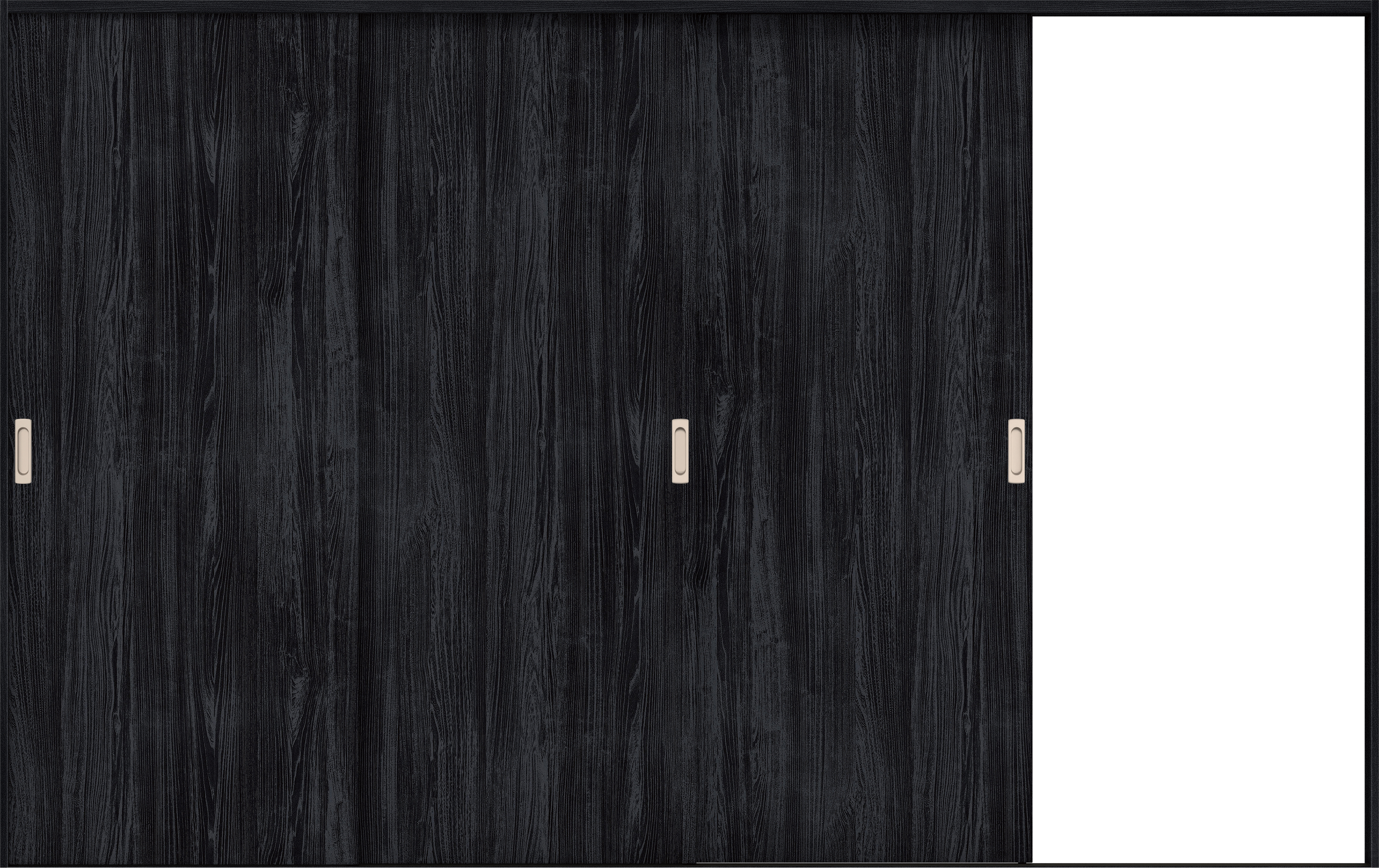 リビングドア　イエリア　引戸・３枚片引　扉セット　００デザイン　３２２９幅用　２０００高　〈モスブラック柄〉　右引用　錠なし　ラクラクローズ付