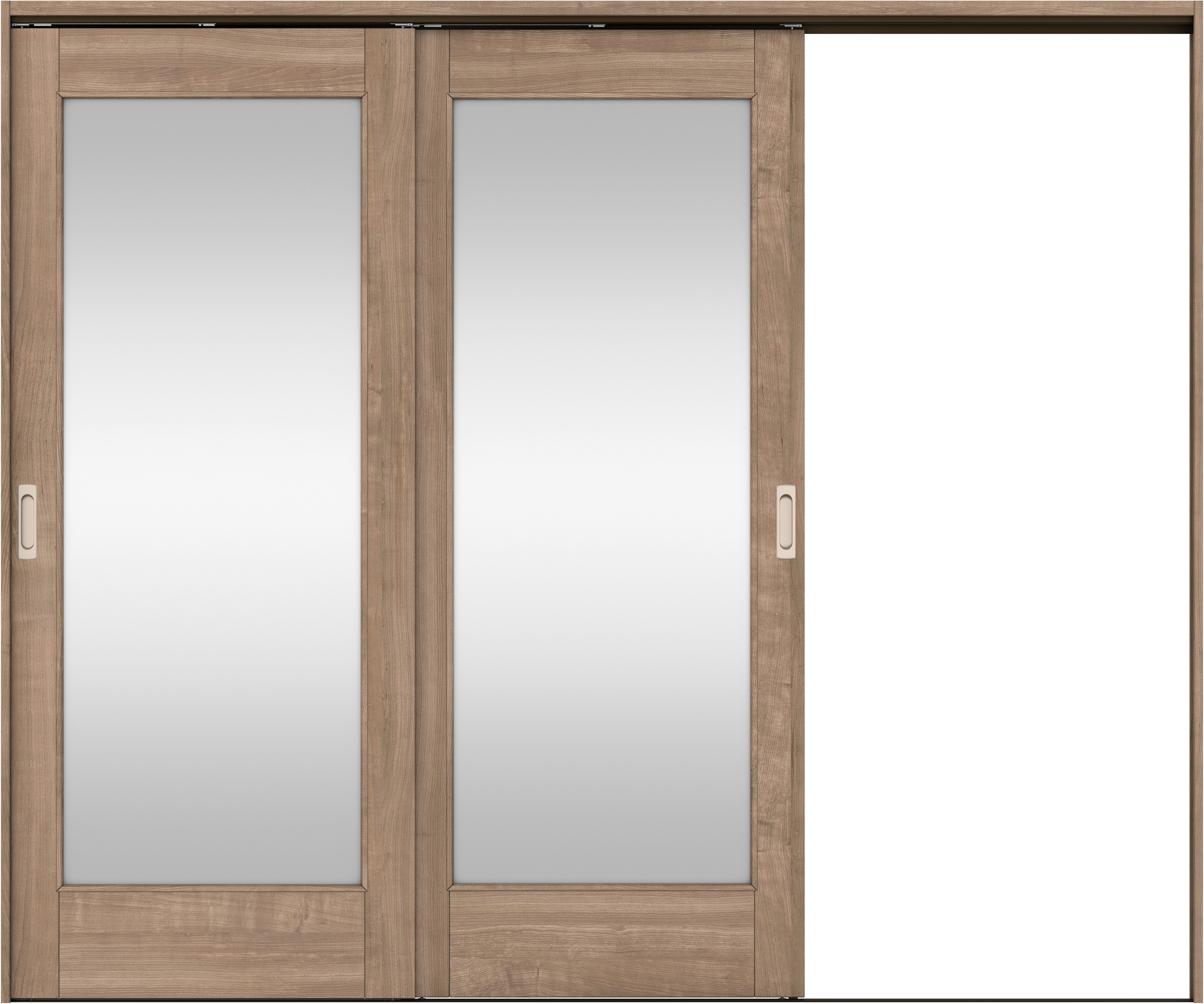 リビングドア　イエリア　吊戸・２枚片引　扉セット　２１デザイン　２４３７幅用　２０００高　〈トープグレー柄〉　右引用　錠なし　ラクラクローズ付用