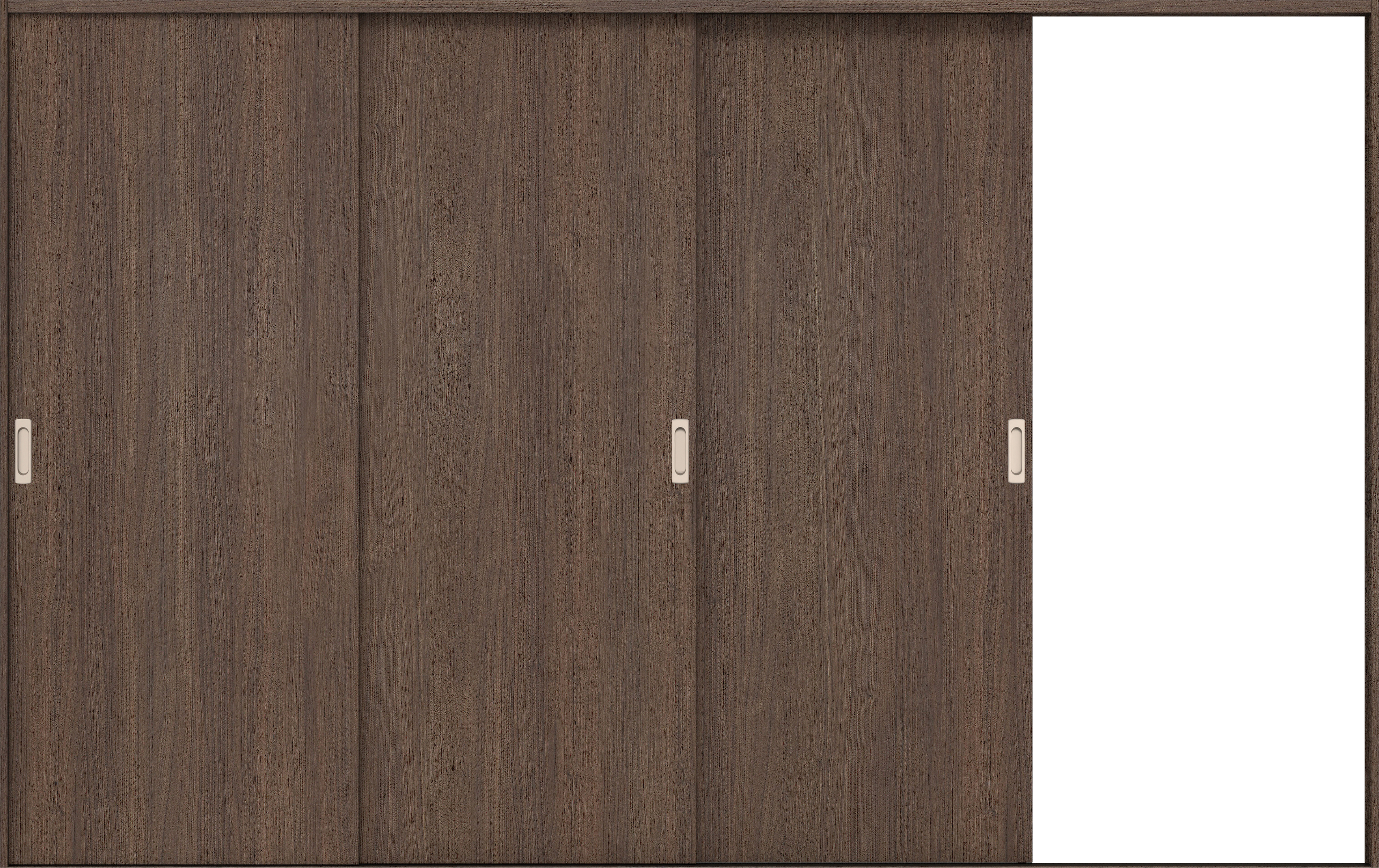 リビングドア　イエリア　引戸・３枚片引　扉セット　００デザイン　３２２９幅用　２０００高　〈ダルブラウン柄〉　右引用　錠なし　ラクラクローズ付