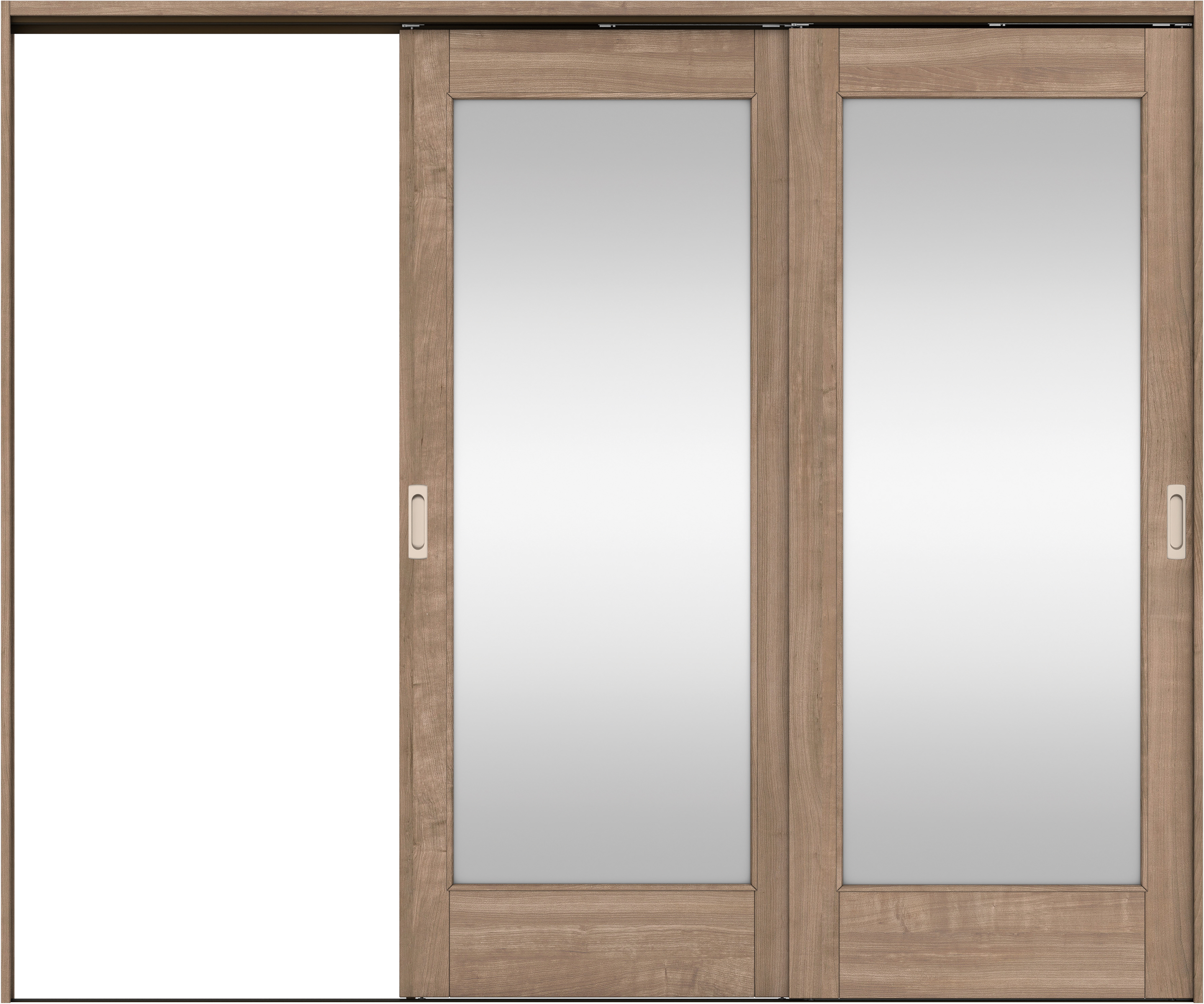 リビングドア　イエリア　吊戸・２枚片引　扉セット　２１デザイン　２４３７幅用　２０００高　〈トープグレー柄〉　左引用　錠なし　ラクラクローズ付用