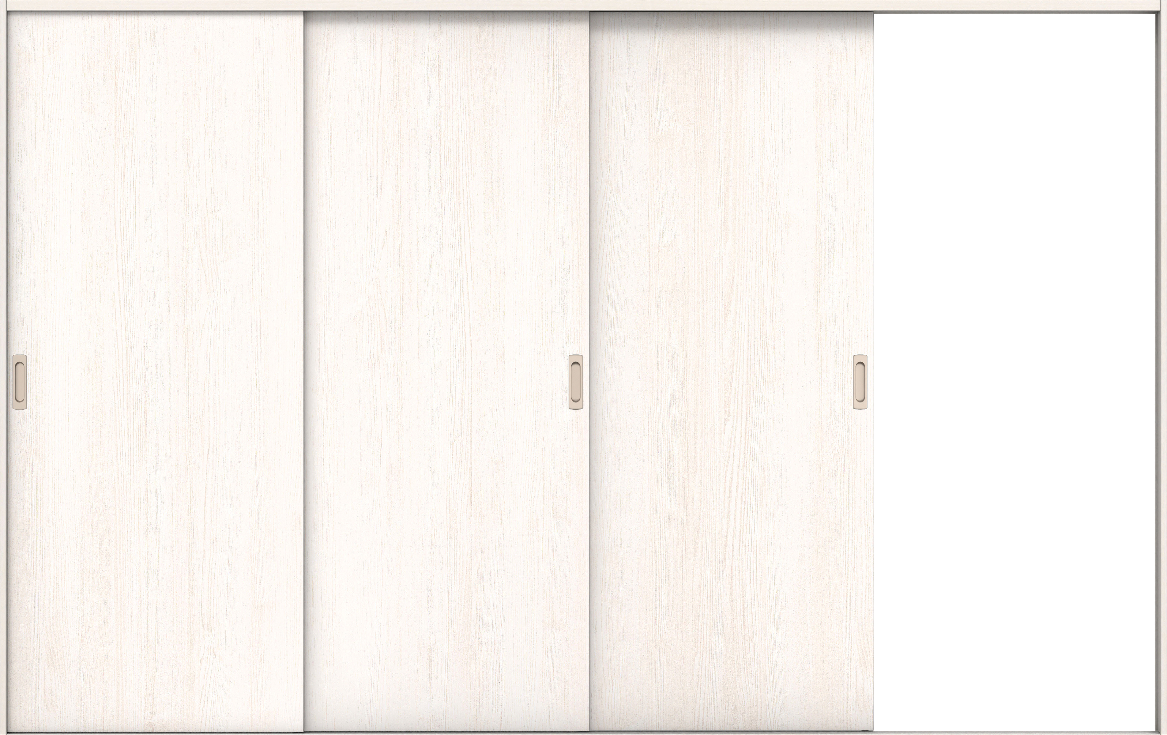 リビングドア　イエリア　引戸・３枚片引　扉セット　００デザイン　３２２９幅用　２０００高　〈ネオホワイト柄〉　右引用　錠なし　ラクラクローズ付