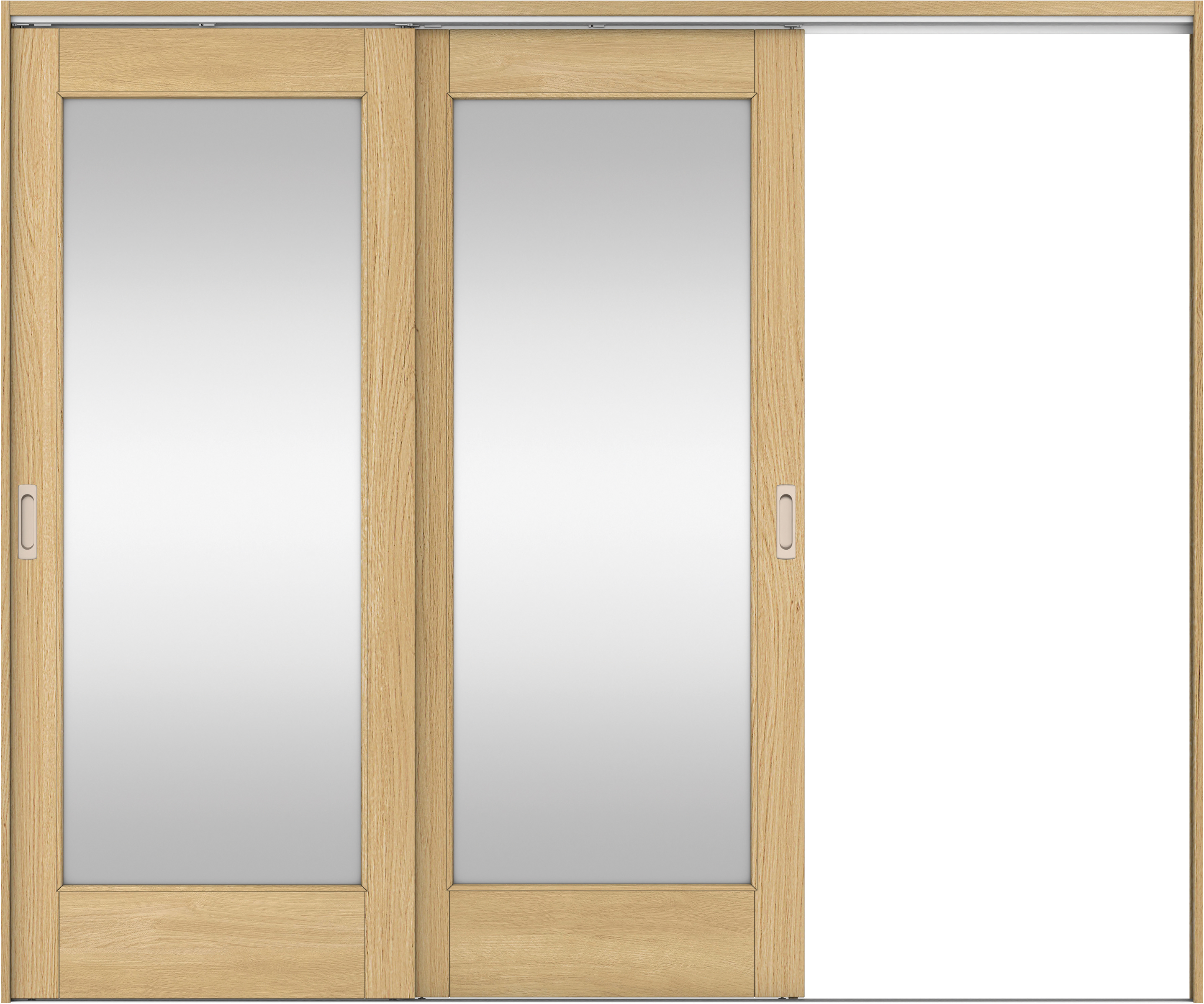 リビングドア　イエリア　吊戸・２枚片引　扉セット　２１デザイン　２４３７幅用　２０００高　〈ライトオーカー柄〉　右引用　錠なし　ラクラクローズ付用