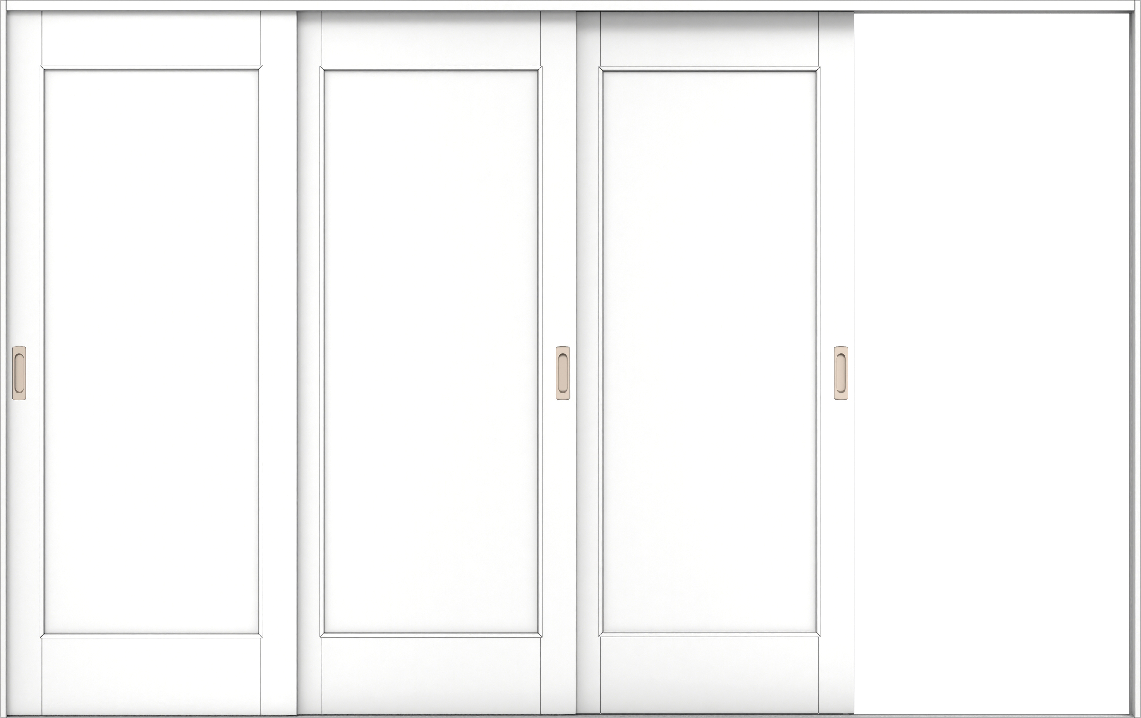 リビングドア　イエリア　引戸・３枚片引　扉セット　０１デザイン　３２２９幅用　２０００高　〈パウダーホワイト柄〉　右引用　錠なし　ラクラクローズ付