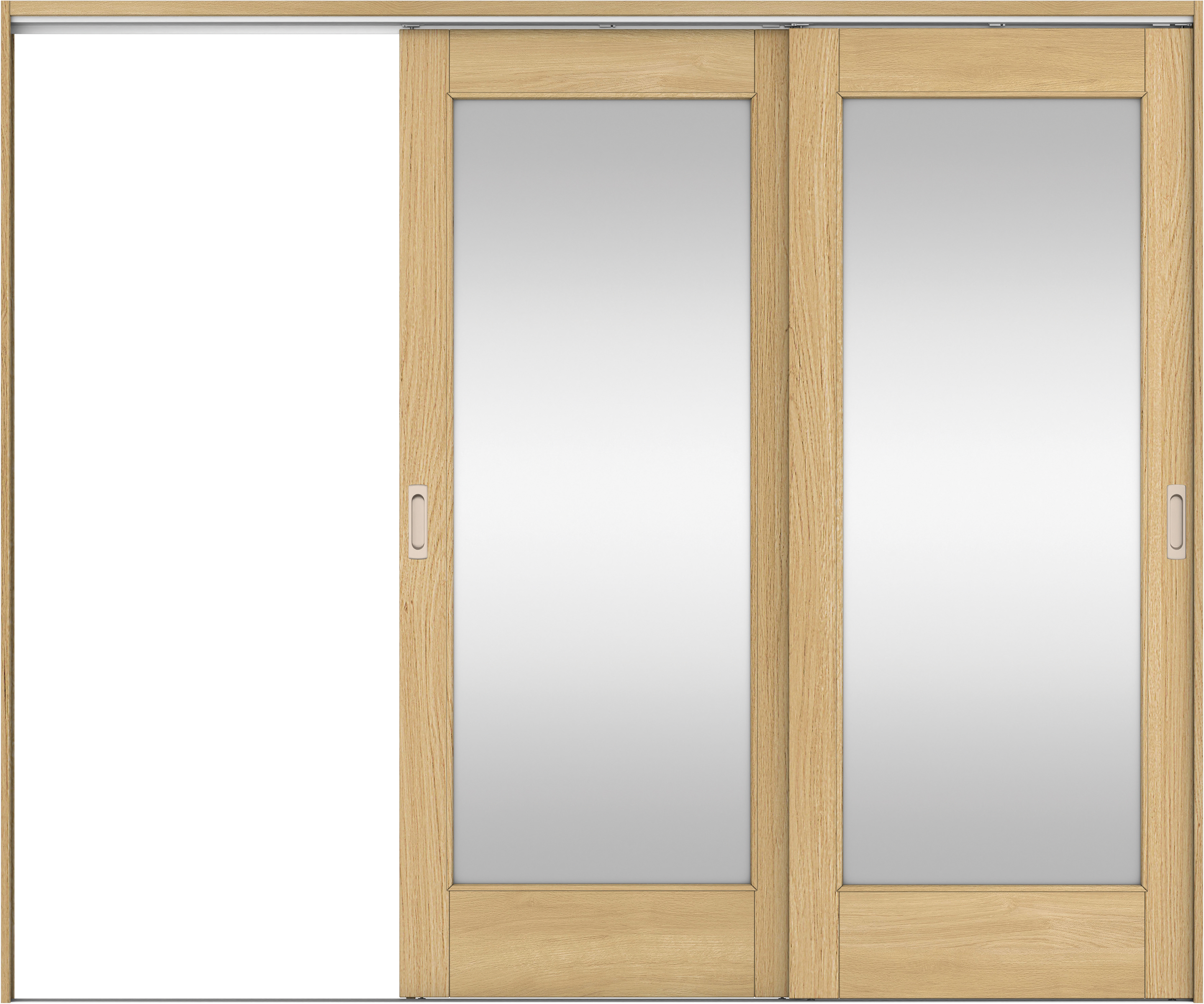 リビングドア　イエリア　吊戸・２枚片引　扉セット　２１デザイン　２４３７幅用　２０００高　〈ライトオーカー柄〉　左引用　錠なし　ラクラクローズ付用