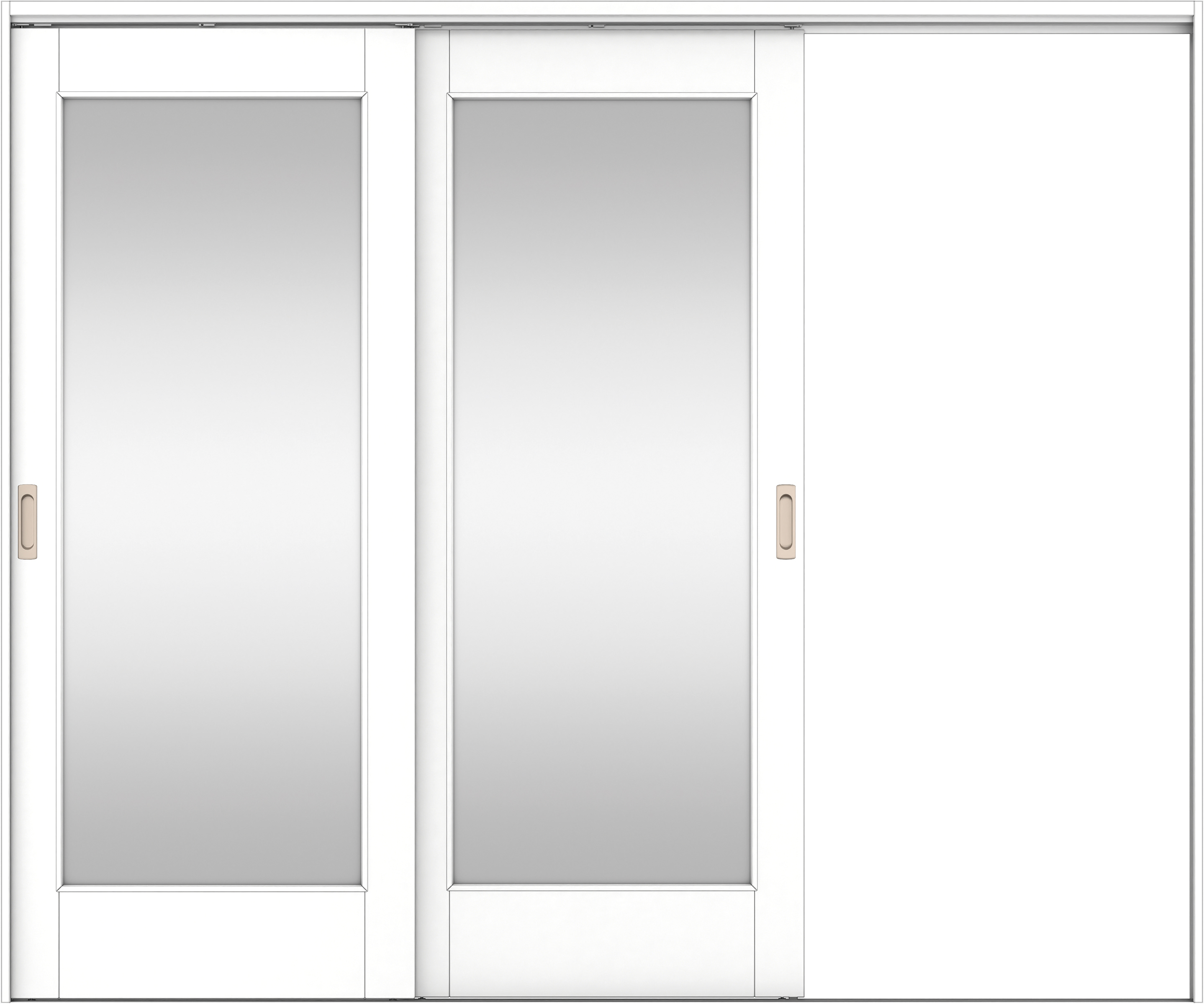 リビングドア　イエリア　吊戸・２枚片引　扉セット　２１デザイン　２４３７幅用　２０００高　〈パウダーホワイト柄〉　右引用　錠なし　ラクラクローズ付用