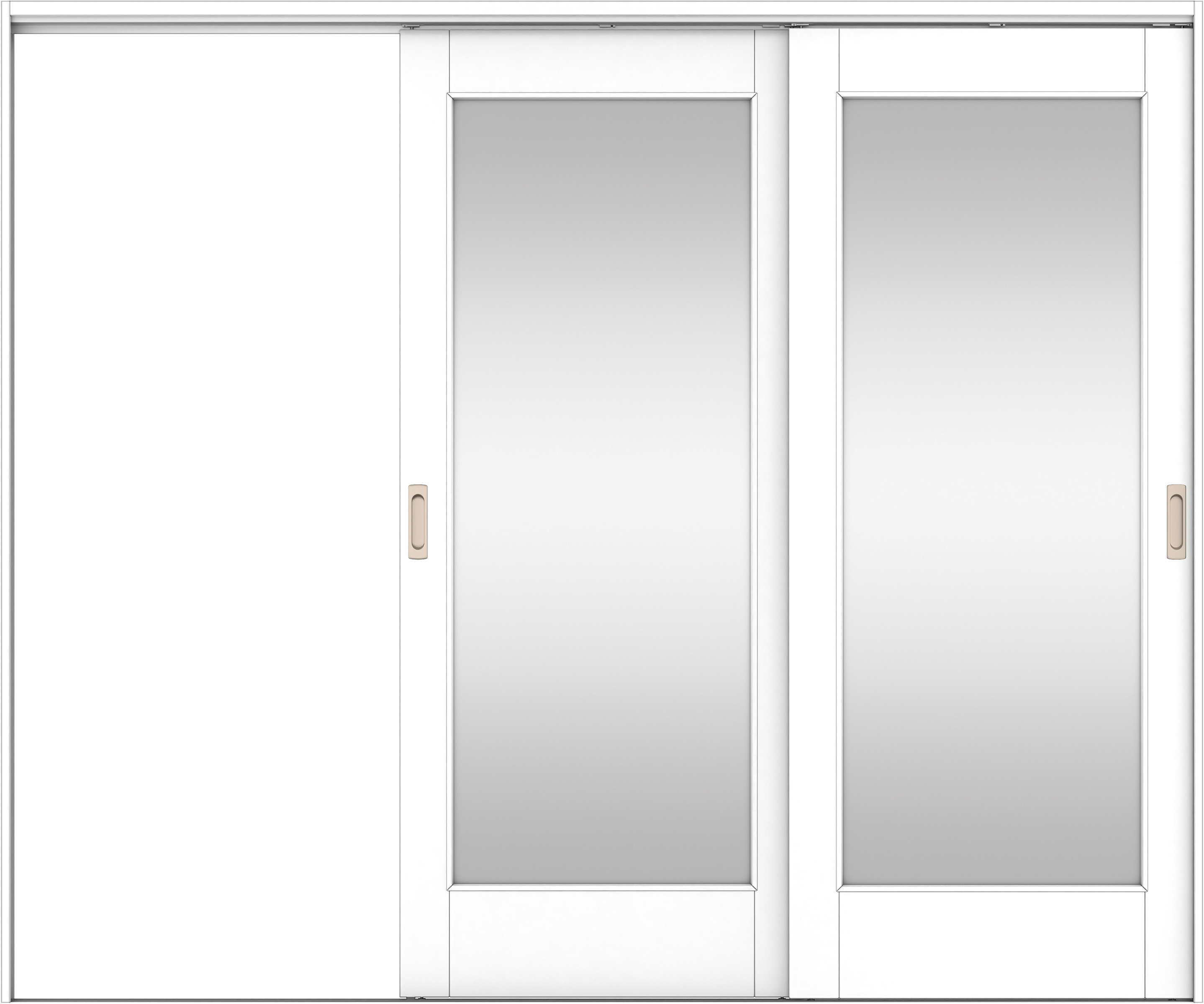 リビングドア　イエリア　吊戸・２枚片引　扉セット　２１デザイン　２４３７幅用　２０００高　〈パウダーホワイト柄〉　左引用　錠なし　ラクラクローズ付用