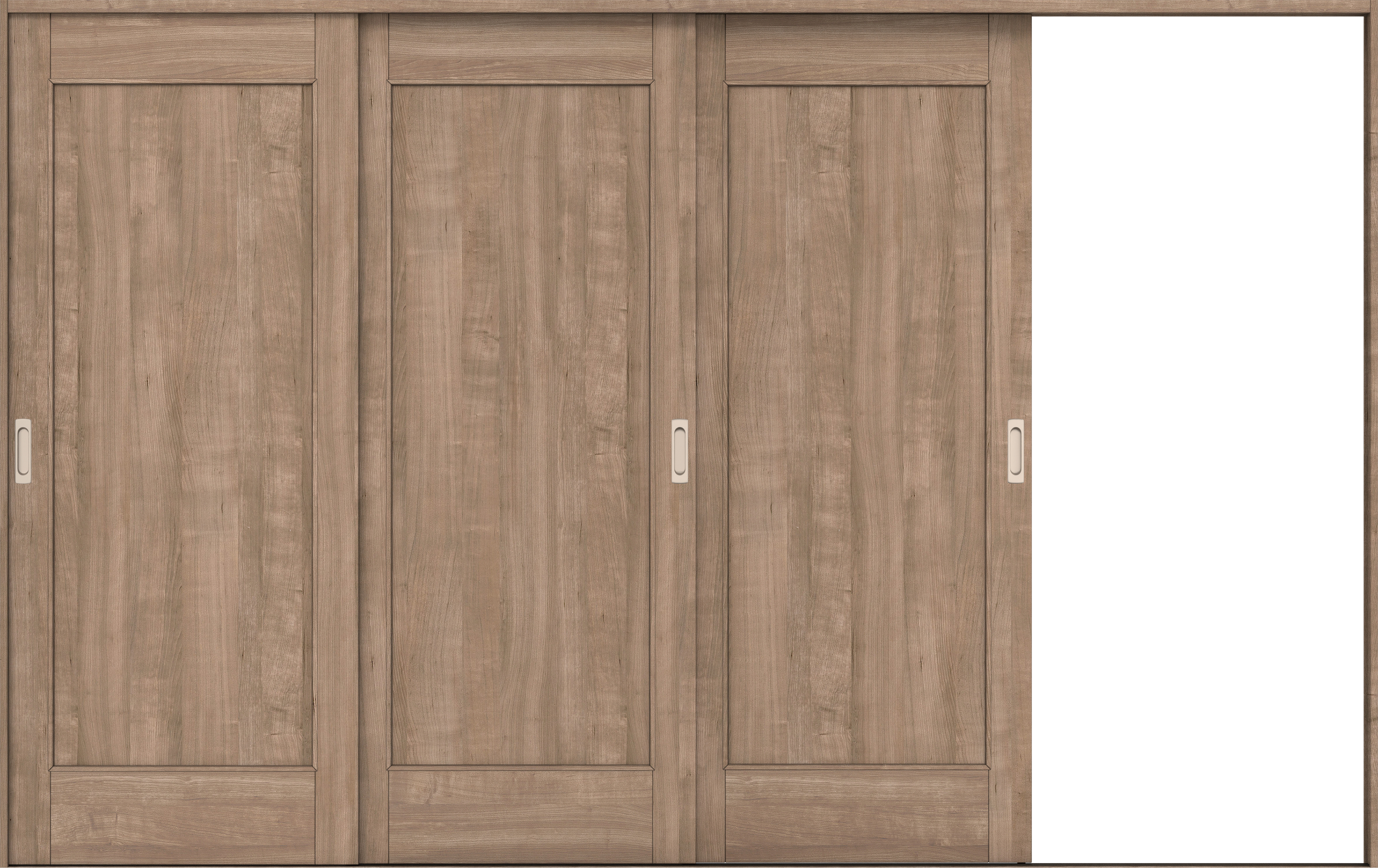 リビングドア　イエリア　引戸・３枚片引　扉セット　０１デザイン　３２２９幅用　２０００高　〈トープグレー柄〉　右引用　錠なし　ラクラクローズ付