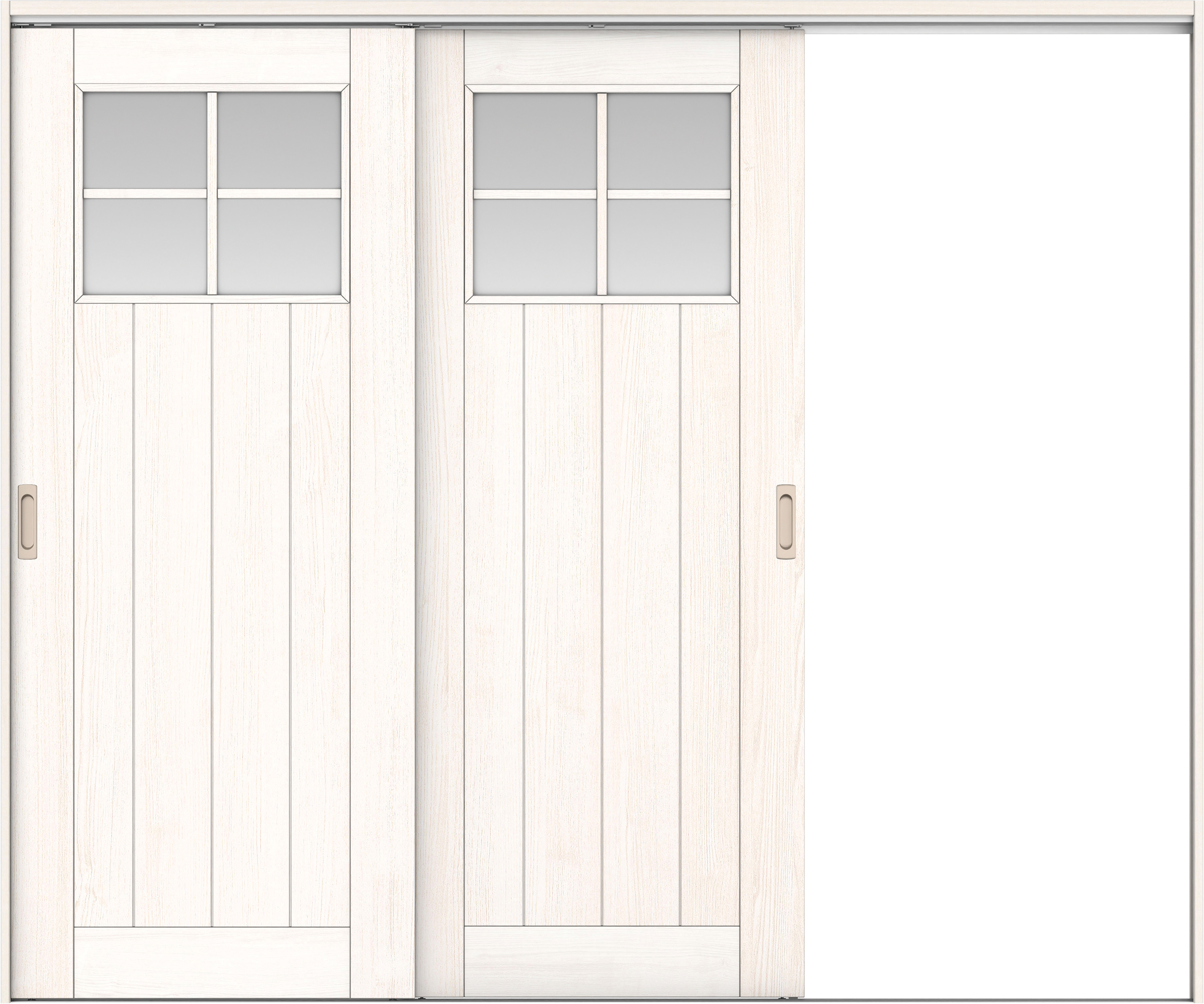 リビングドア　イエリア　吊戸・２枚片引　扉セット　１Ｓデザイン　２４３７幅用　２０００高　〈ネオホワイト柄〉　右引用　錠なし　ラクラクローズ付用