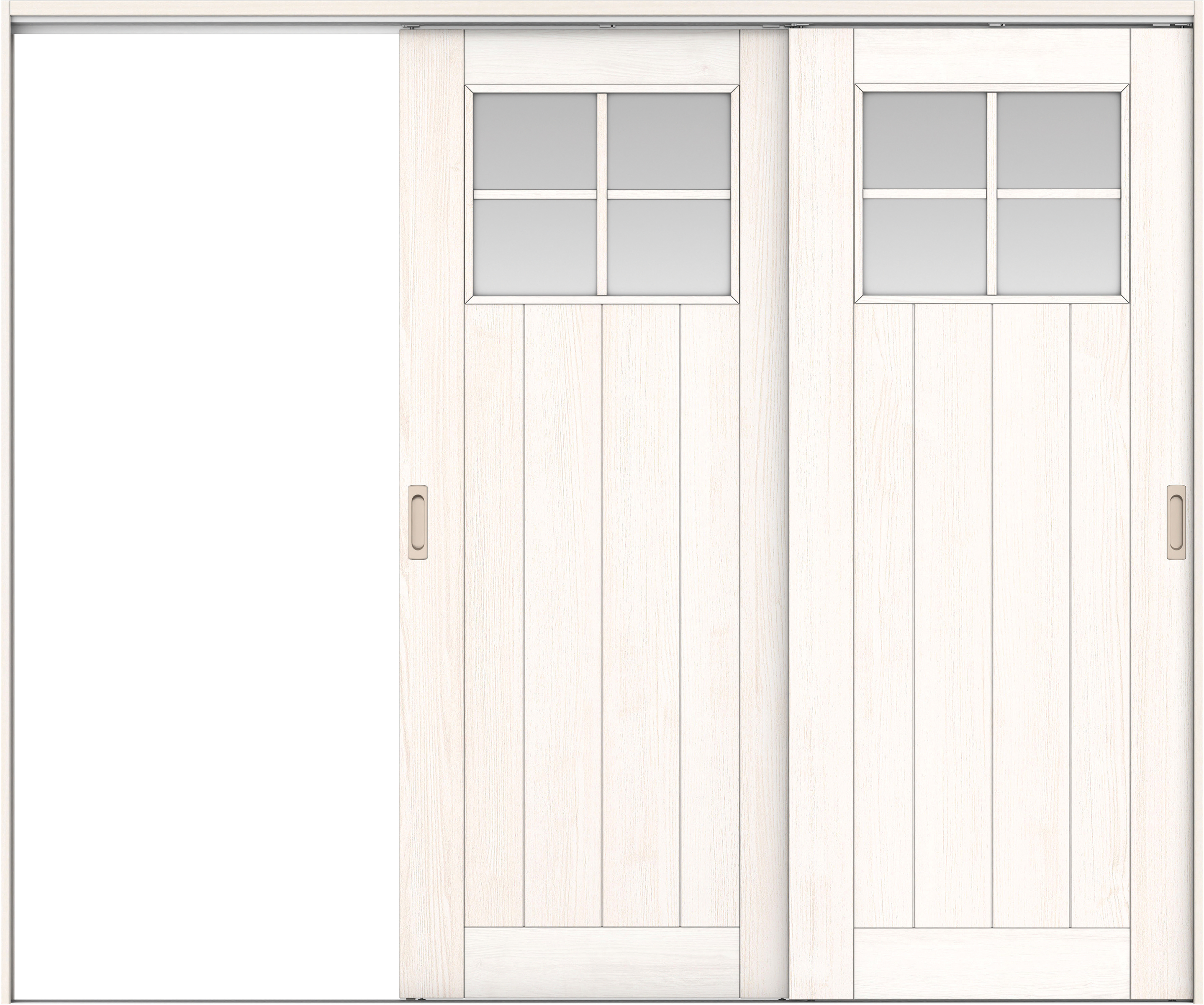 リビングドア　イエリア　吊戸・２枚片引　扉セット　１Ｓデザイン　２４３７幅用　２０００高　〈ネオホワイト柄〉　左引用　錠なし　ラクラクローズ付用